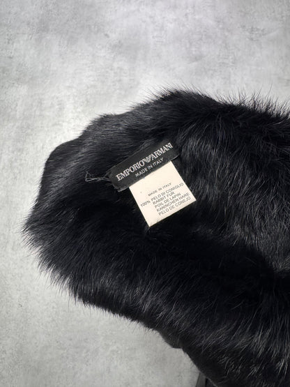 2010s Emporio Armani Black Rabbit Fur Chapka (OS)