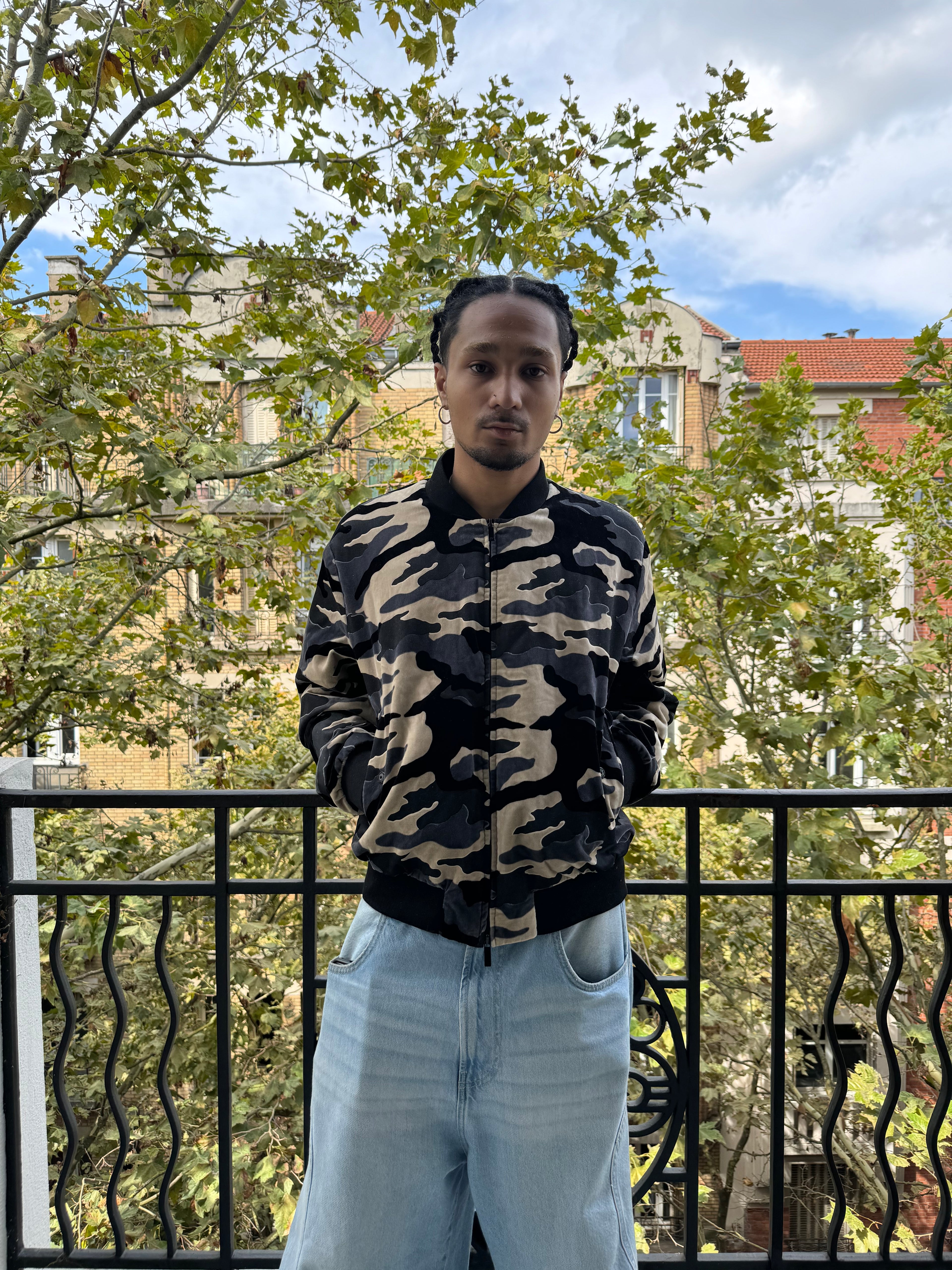 AW2020 Emporio Armani Military Camo Navy Bomber Jacket