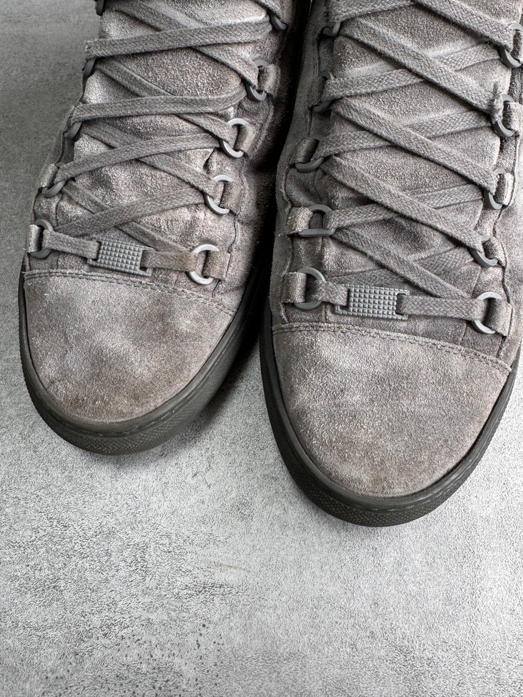 Balenciaga Arena High Grey Suede Leather Sneakers