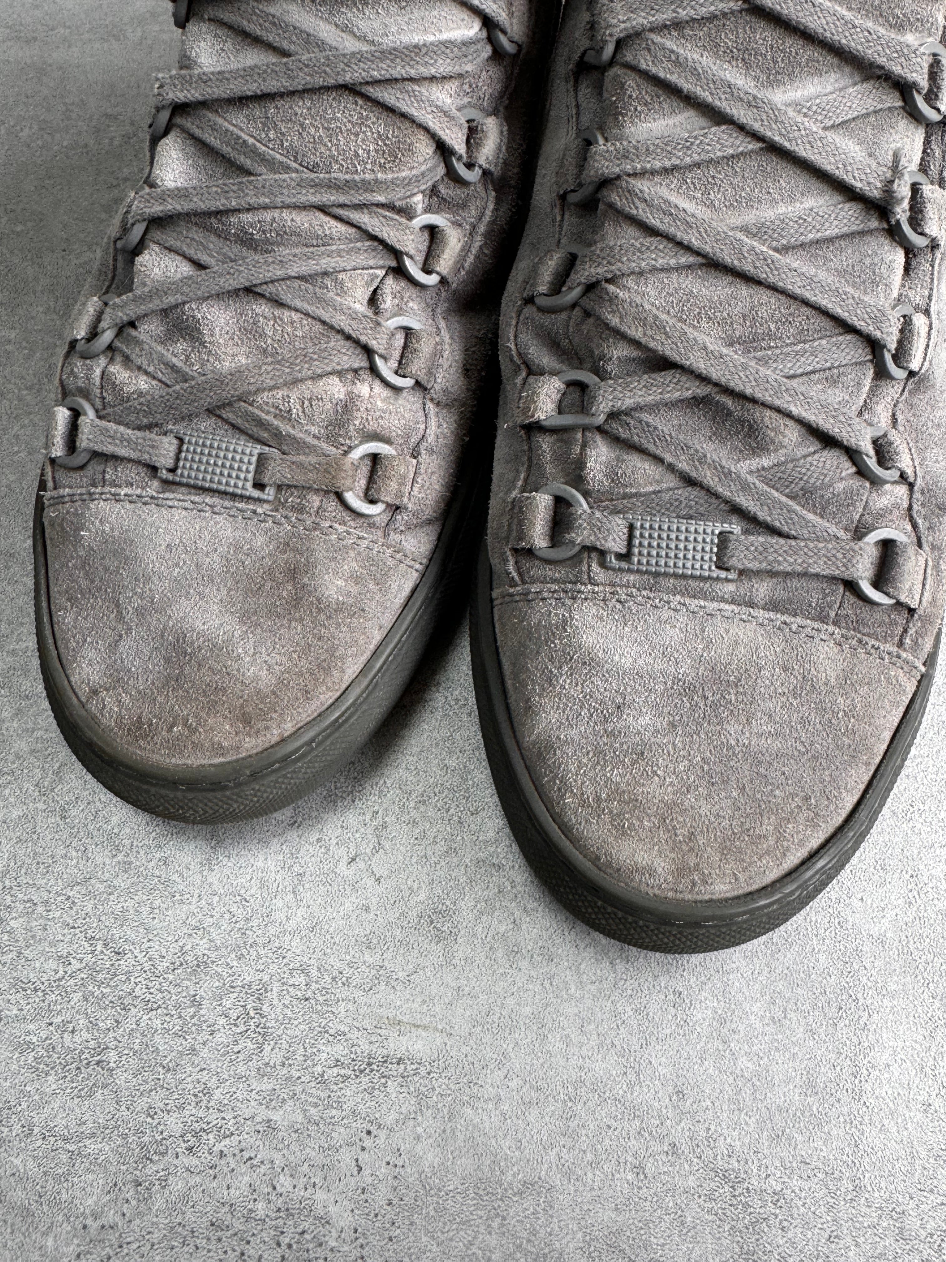 Balenciaga Arena High Grey Suede Leather Sneakers