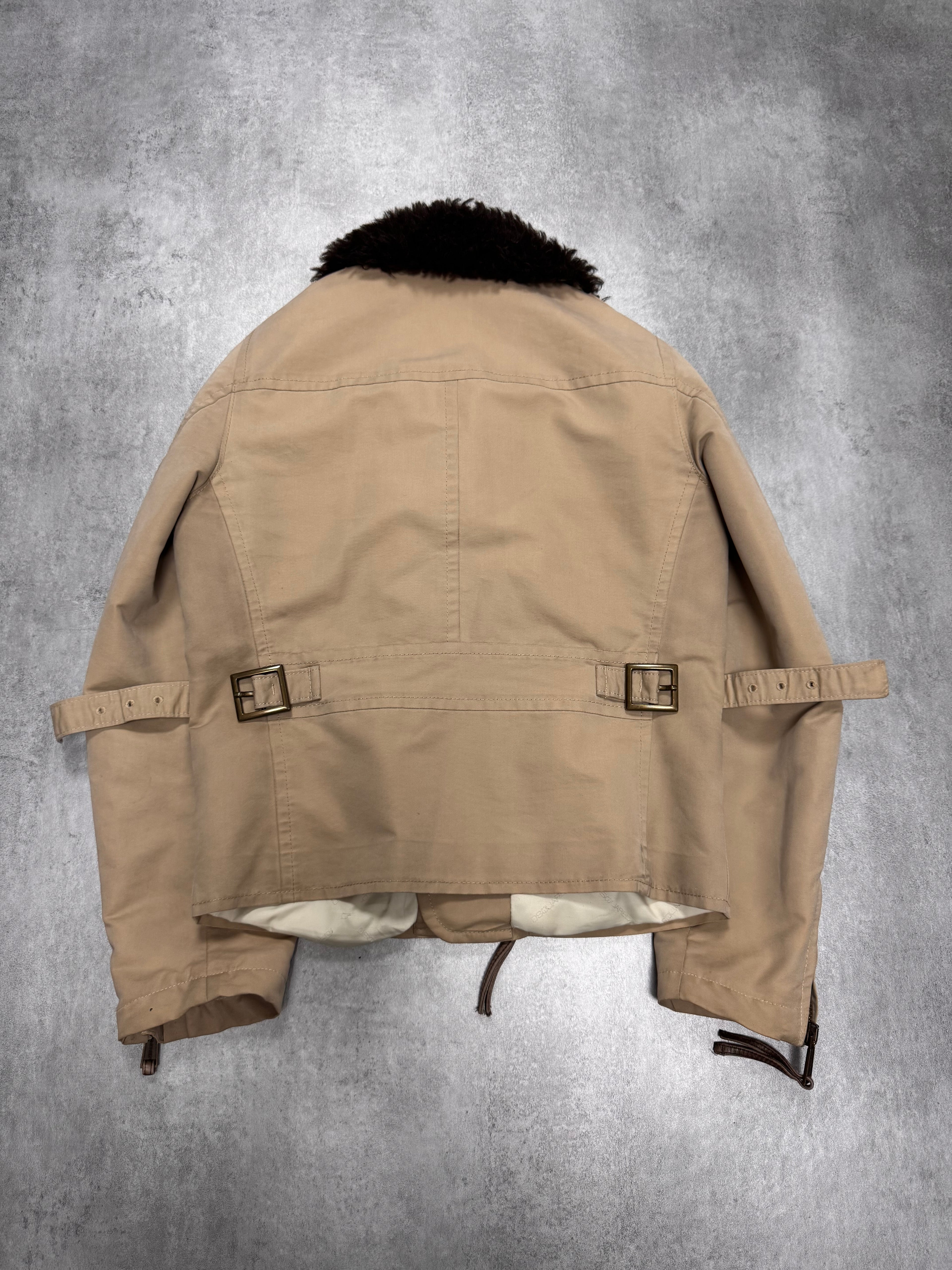 FW2005 Dsquared2 Astro Fur Collar Asymmetrical Beige Jacket