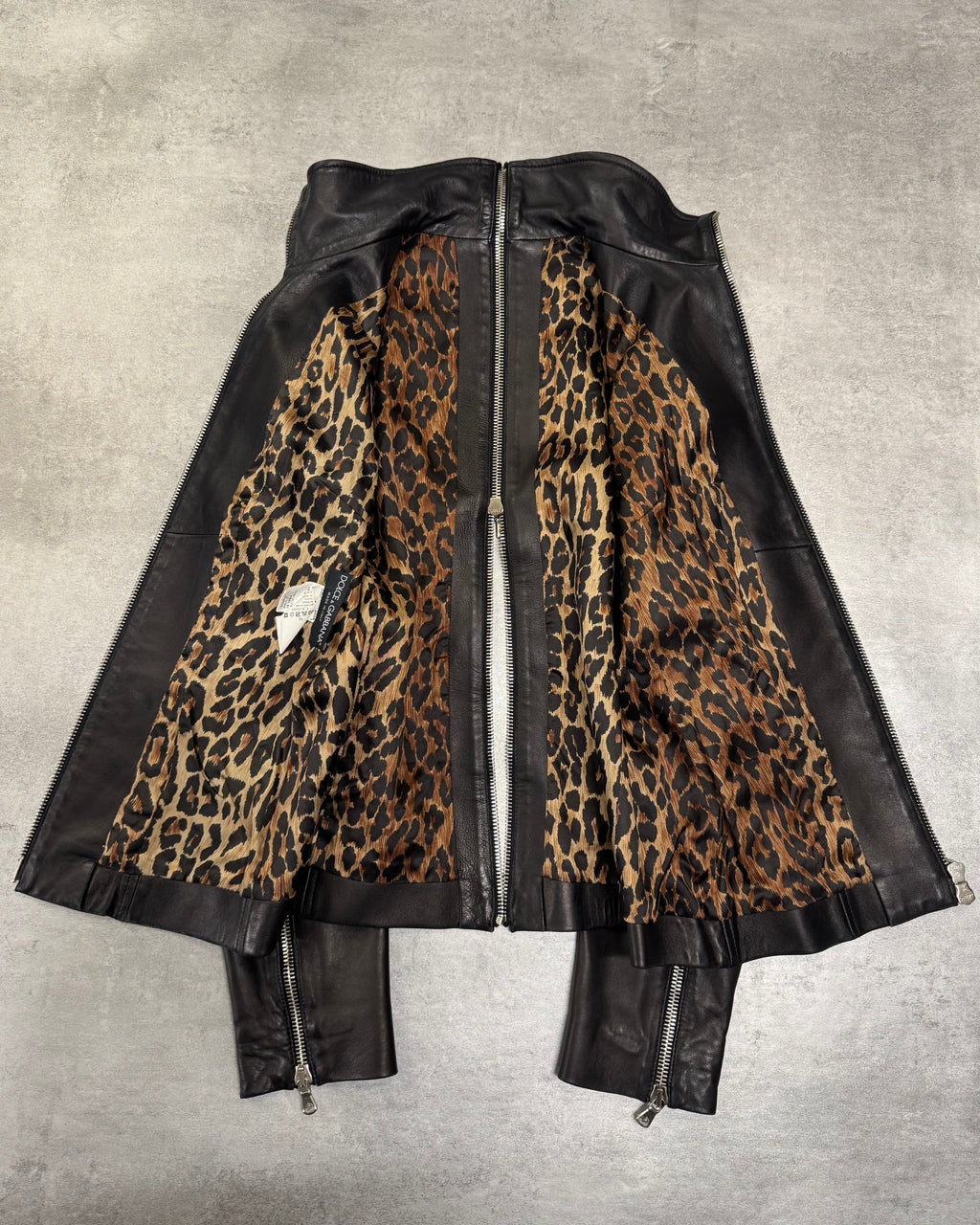 SS2003 Dolce & Gabbana Sexy Biker Multi-Zip Leather Jacket (XS/S)