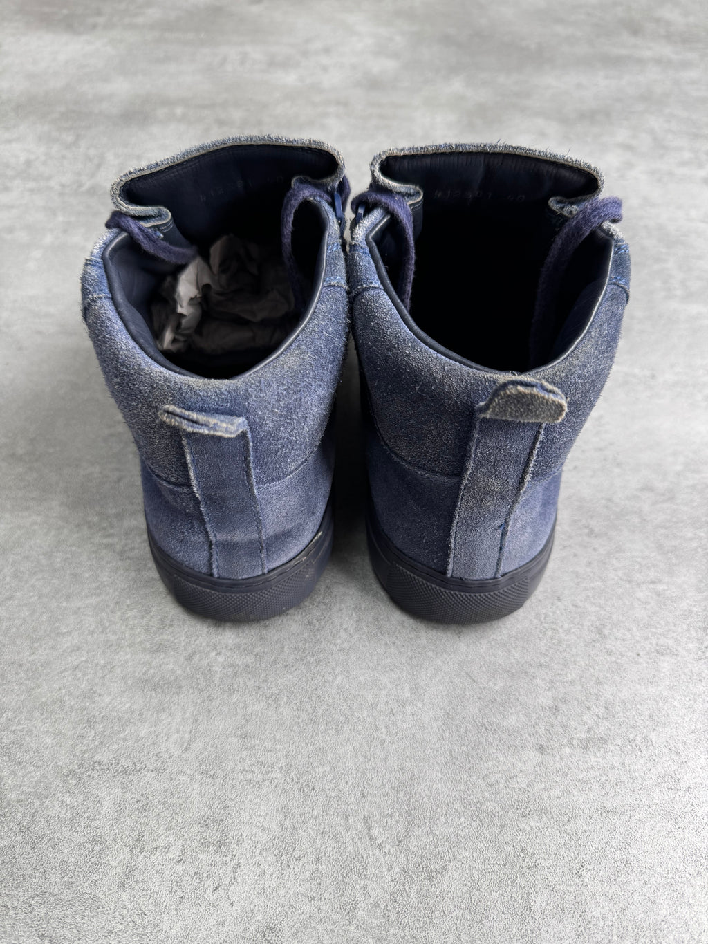 Balenciaga Arena High Blue Suede Leather Sneakers