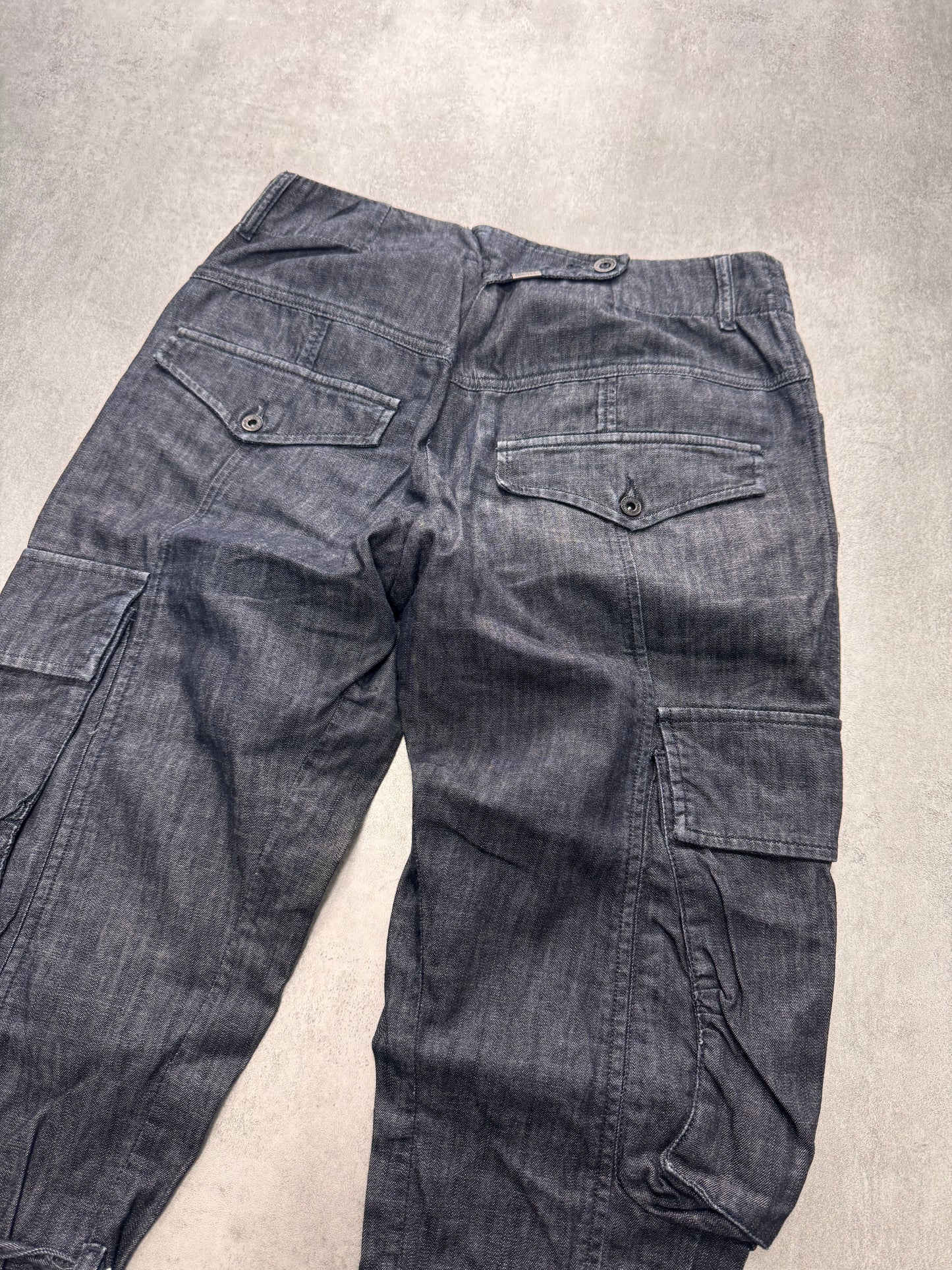 2000s Diesel Cargo Dark Navy Denim Cropped Jeans (S)