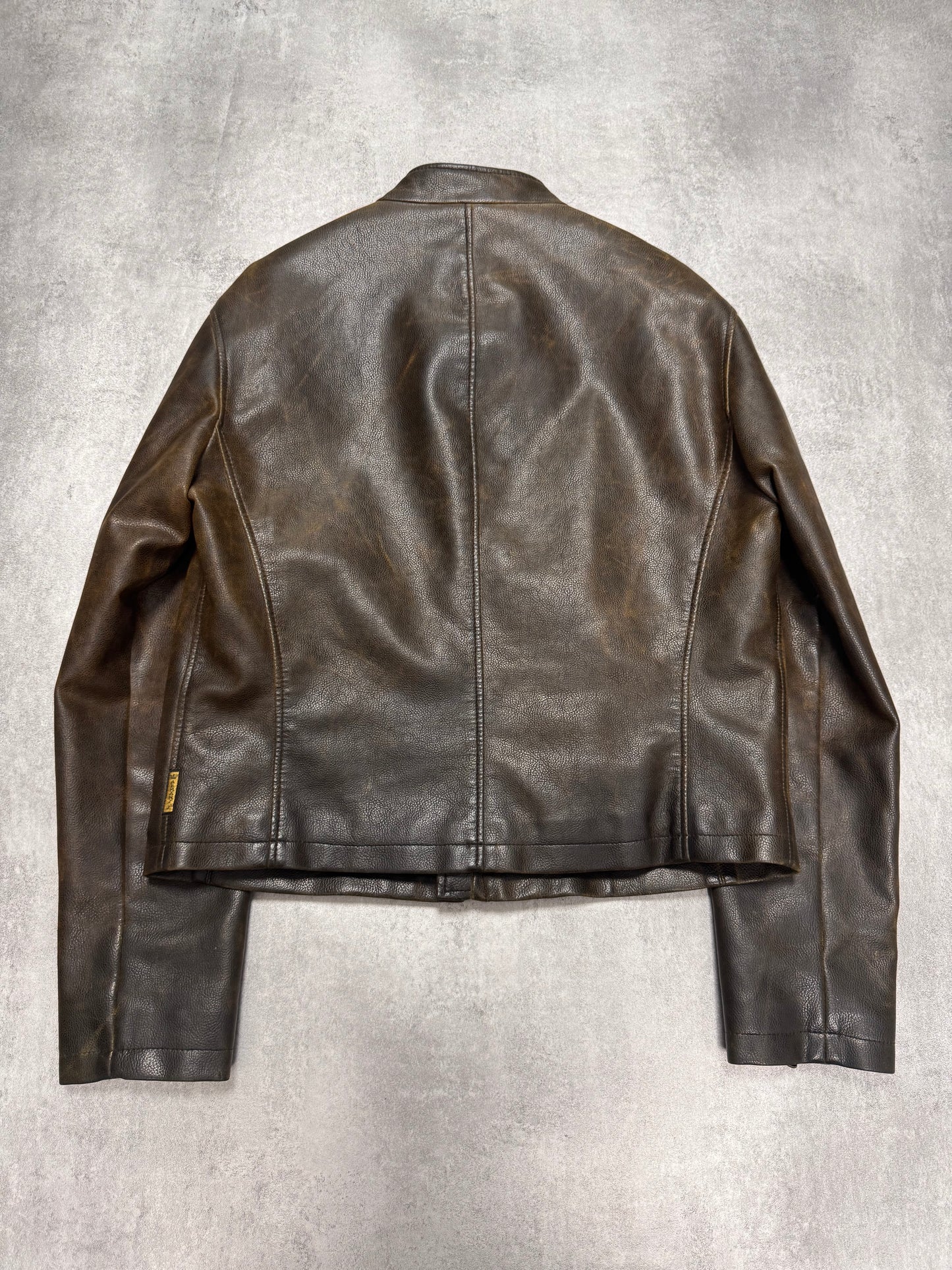 2000s Armani Biker Relief Leather Jacket (L)