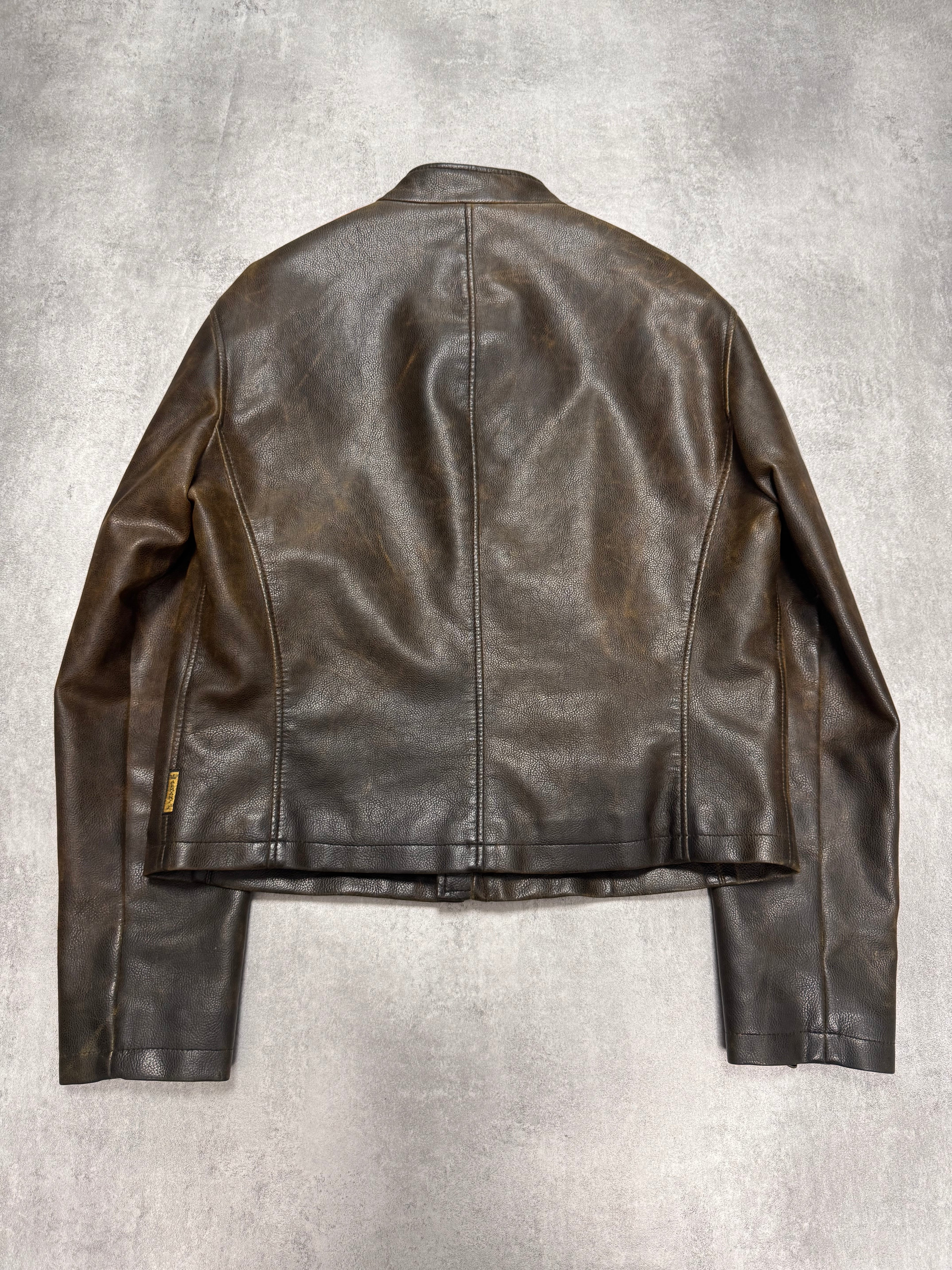2000s Armani Biker Relief Leather Jacket