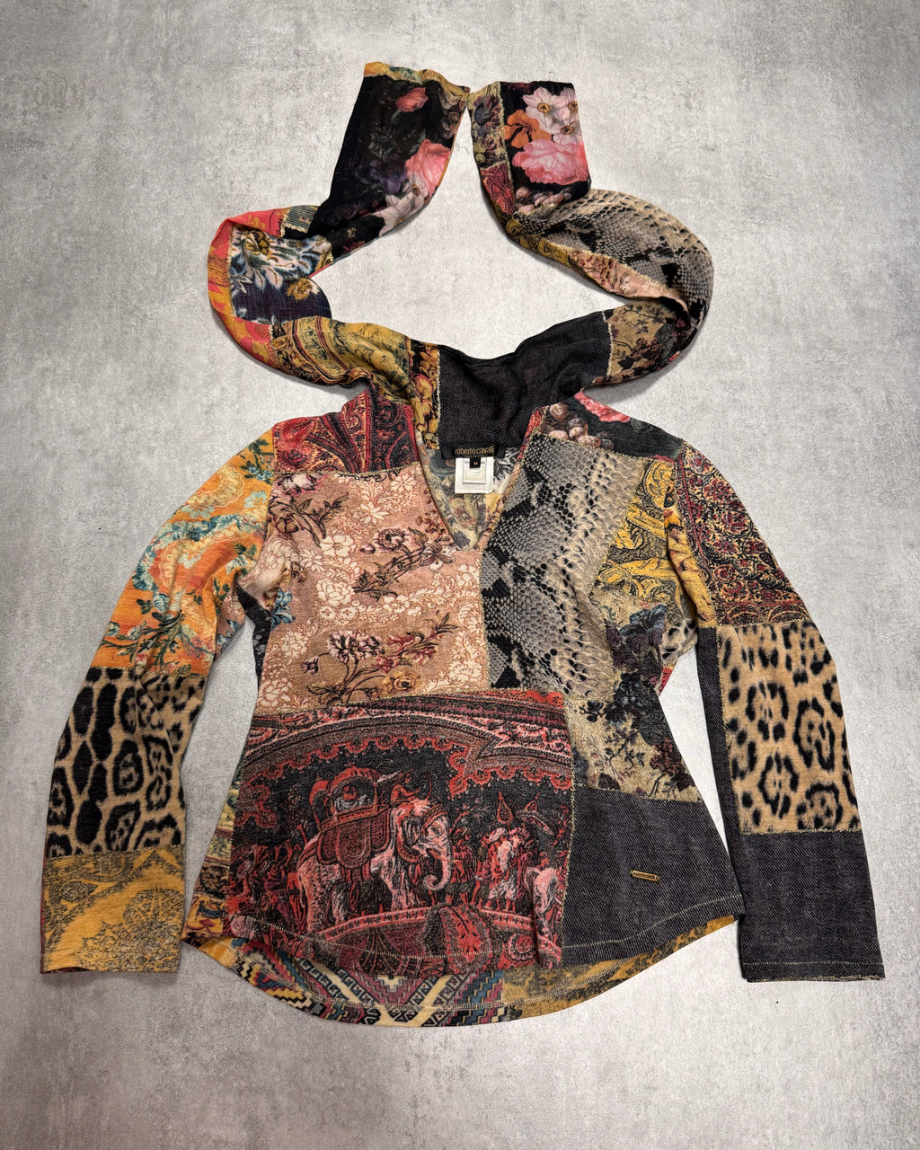 Roberto Cavalli Multi Colorful Print Scarf Top