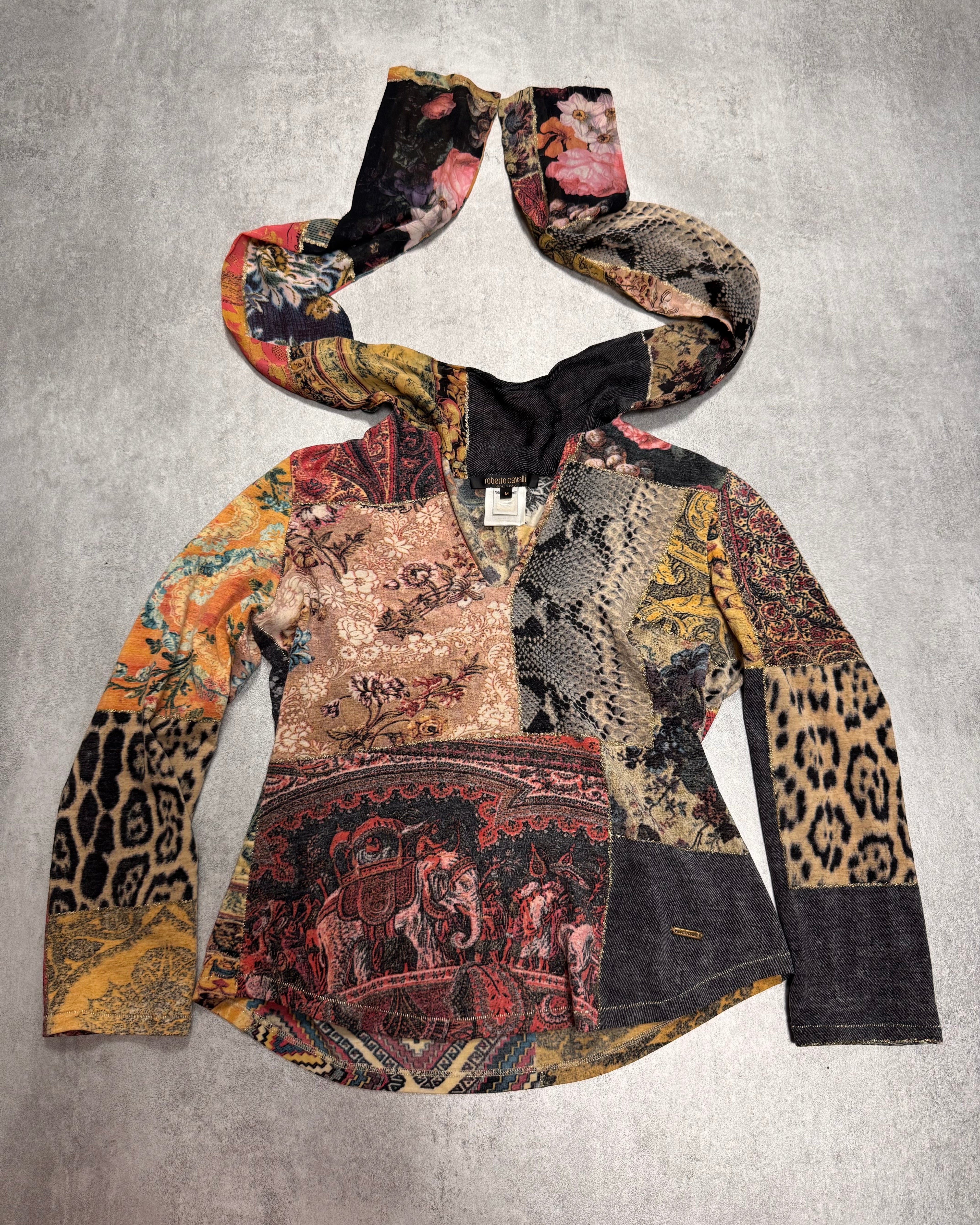 Roberto Cavalli Multi Colorful Print Scarf Top