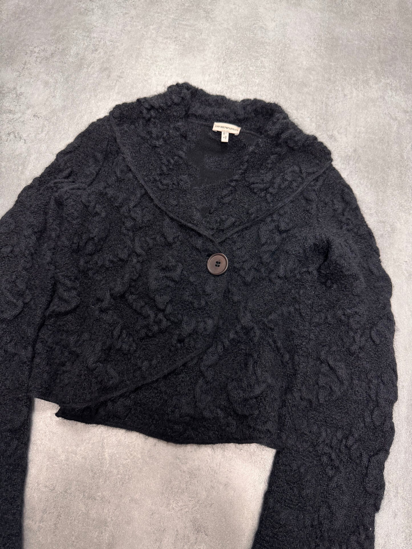 2000s Emporio Armani Wool 3D Shapes Cropped Buttoned Sweater (XS)