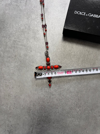 Dolce & Gabbana Fantasy Red Cross Pendant Necklace (OS)