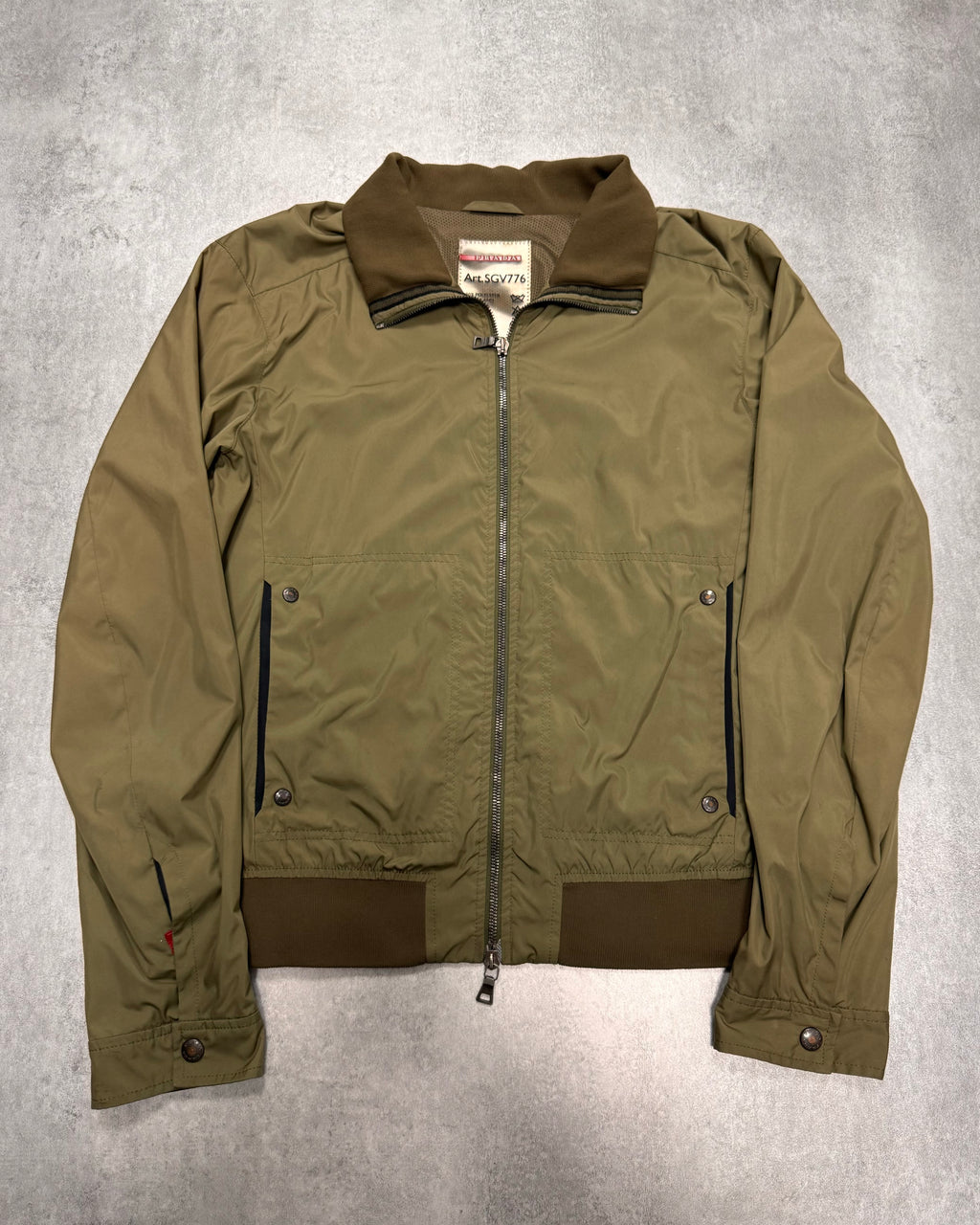 2000s Prada High Neck Khaki Nylon Jacket