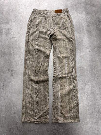 1990s Cavalli Grey Split Wood Pants (XS)