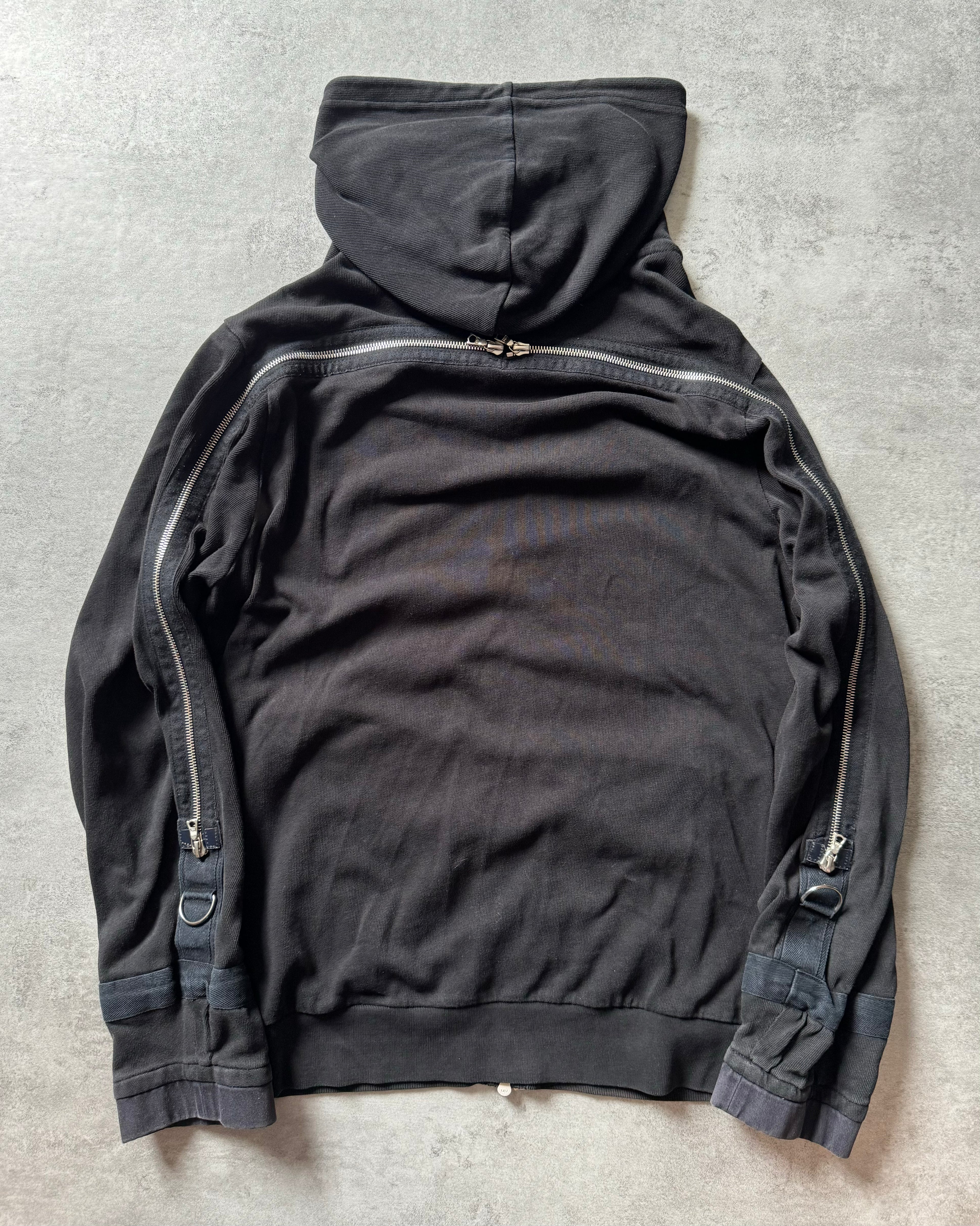 AW2014 Dries Van Noten Full Back-Zip Black Hooded Sweater (M) - 6