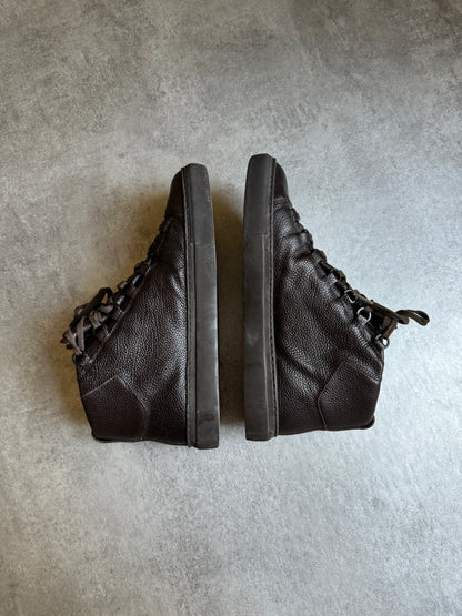 Balenciaga Arena High Brown Grained Leather (41) - 5