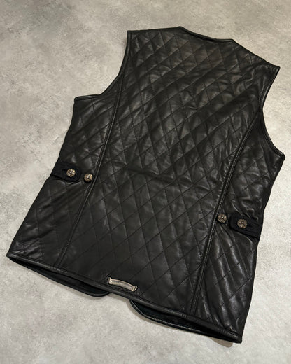 Chrome Hearts Quilted Leather Waistcoat Vest (S/M) - 3