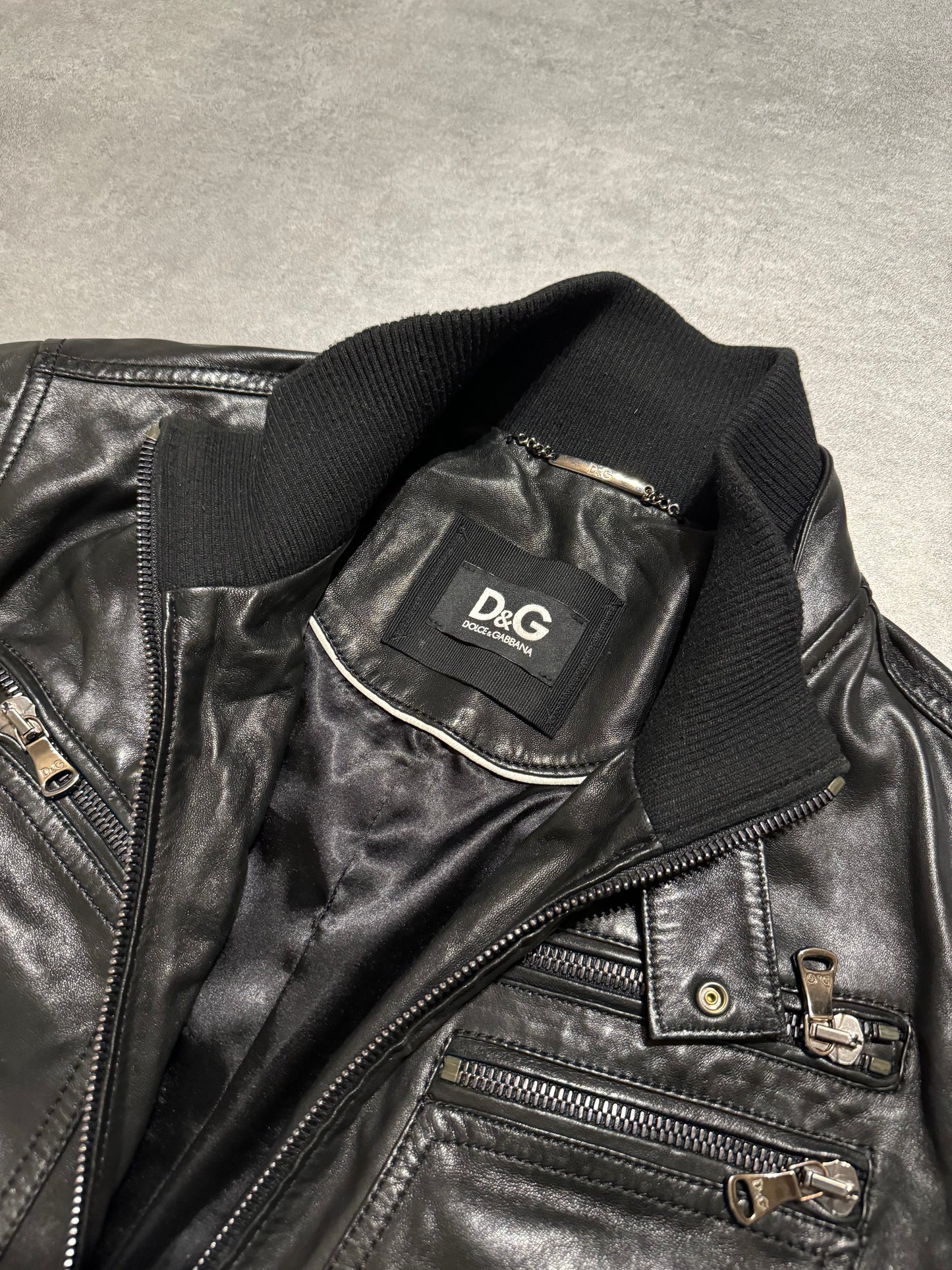 AW2005 Dolce & gabbana Black Utility Multi Zips Leather Jacket (M) - 4