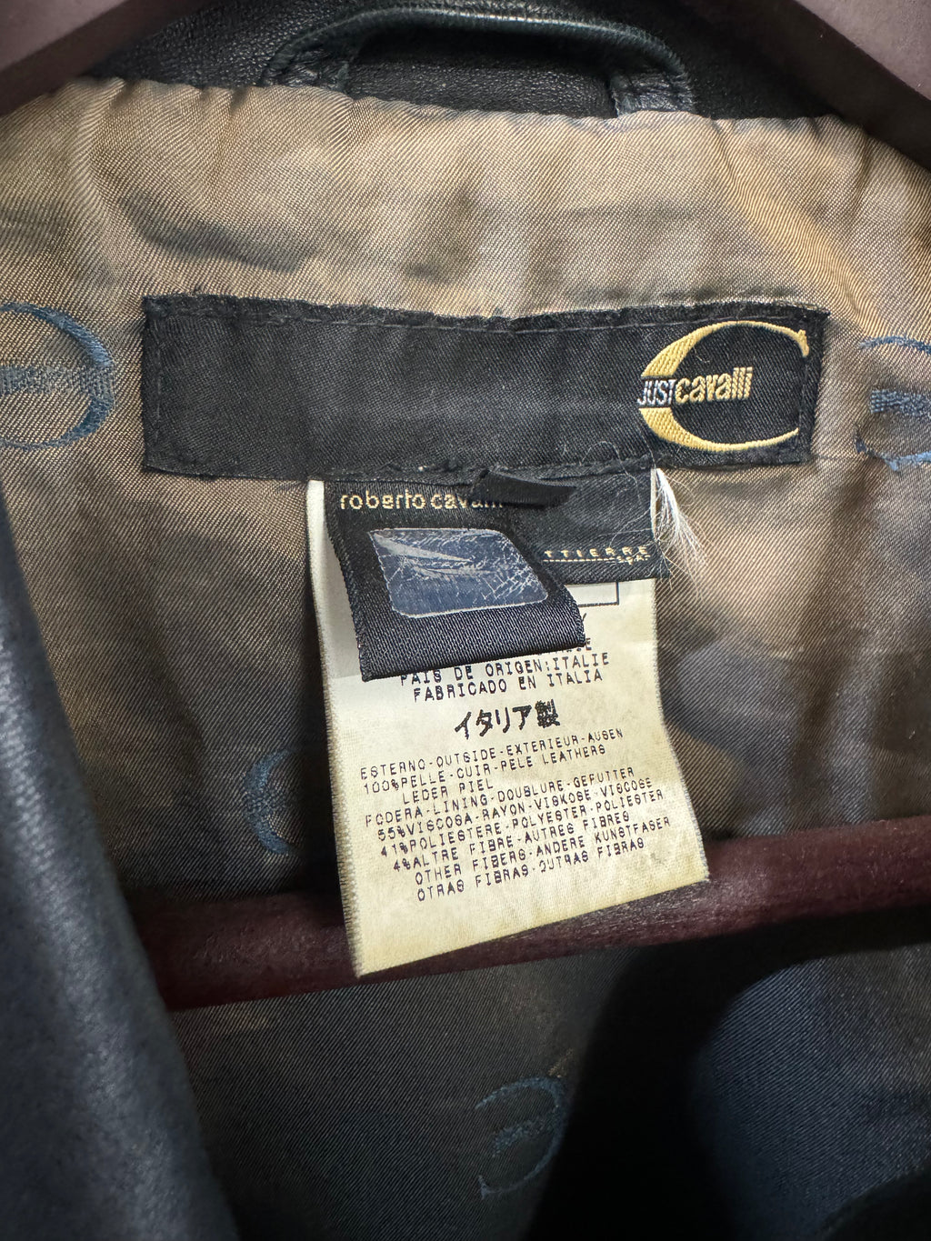 2000s Cavalli Black Simple Fighter Leather Jacket (M) - 7