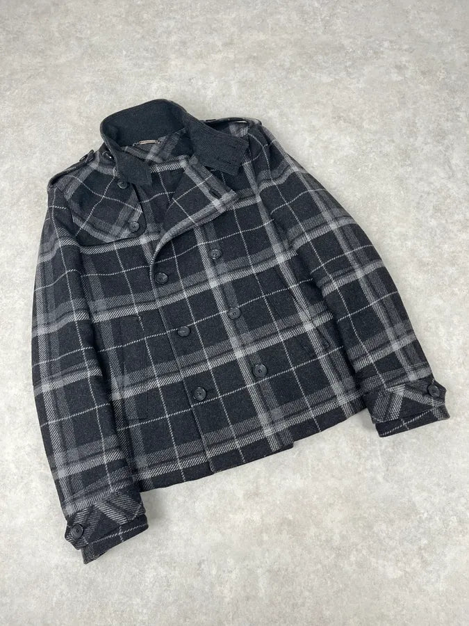 2000s Dolce & Gabbana Grey Checkered Wool Buttoned Jacket DZbWxyq 4