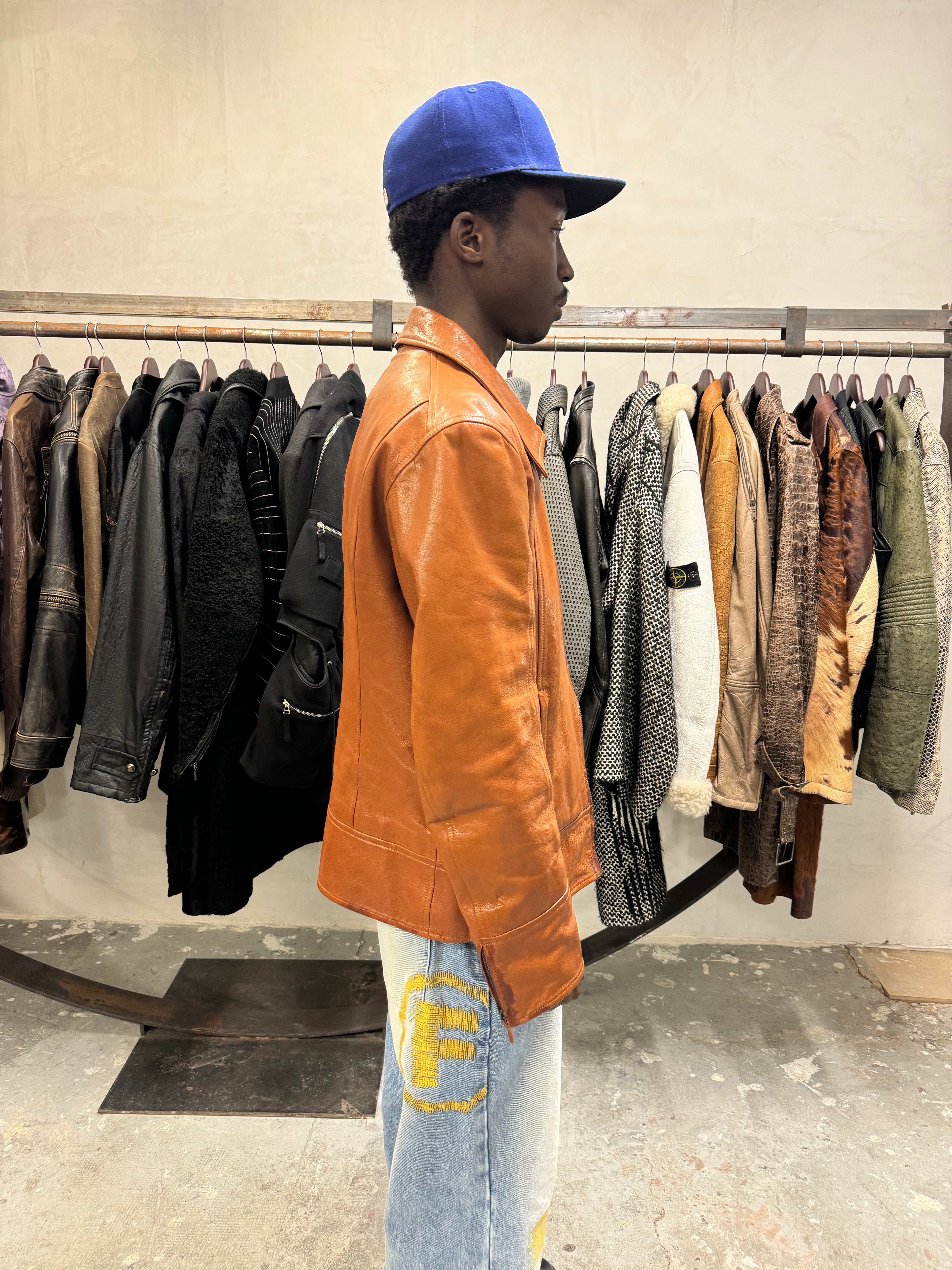 2000s Dolce & Gabbana Brown Coach Leather Jacket (M) - 4