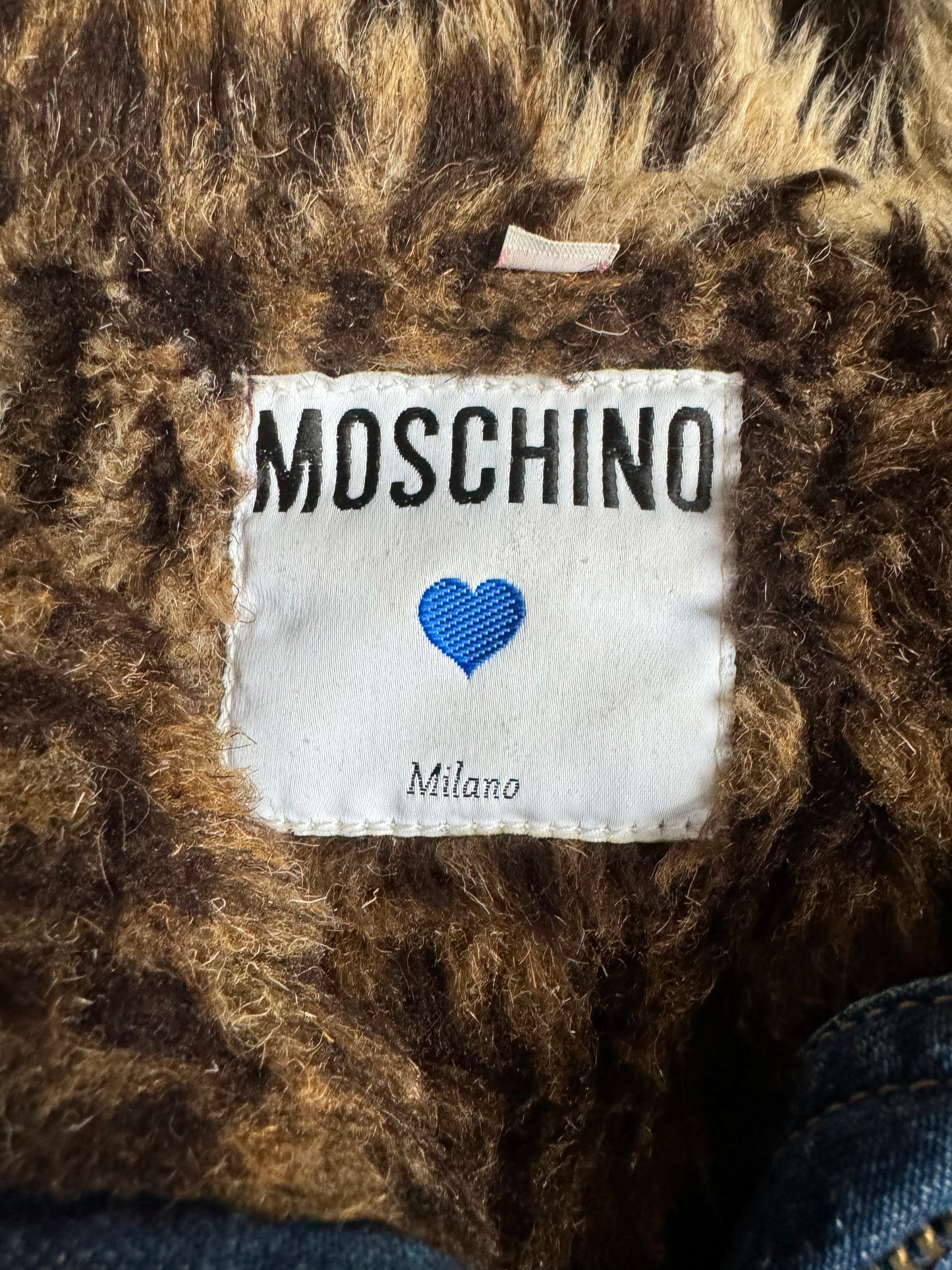 1990s Moschino Leopard Fur Denim Relaxed Bomber Jacket (S) - 10