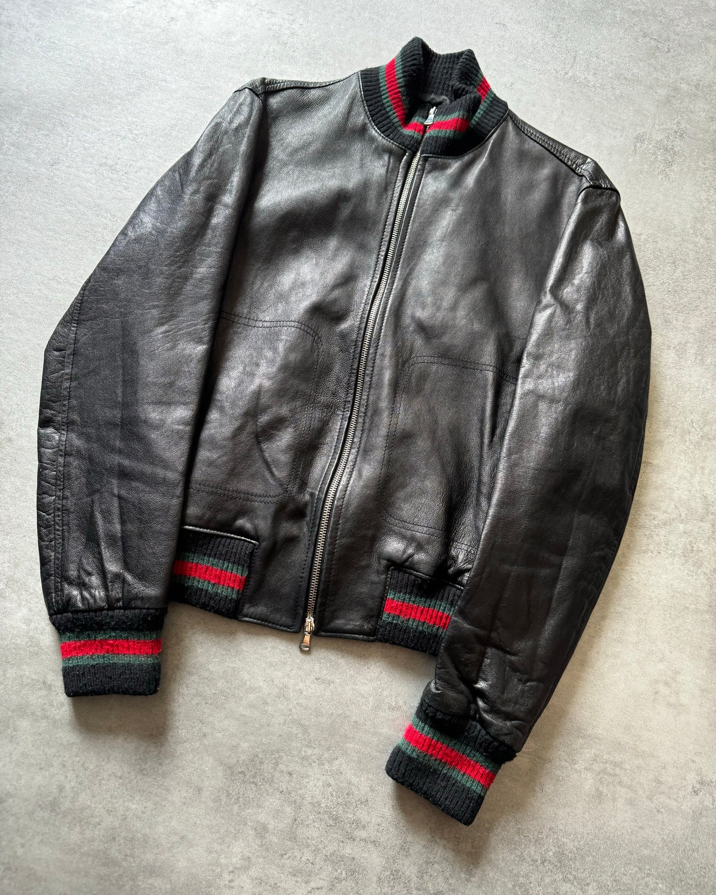 1990s Gucci Signature Black Leather Italian Jacket (M) - 2
