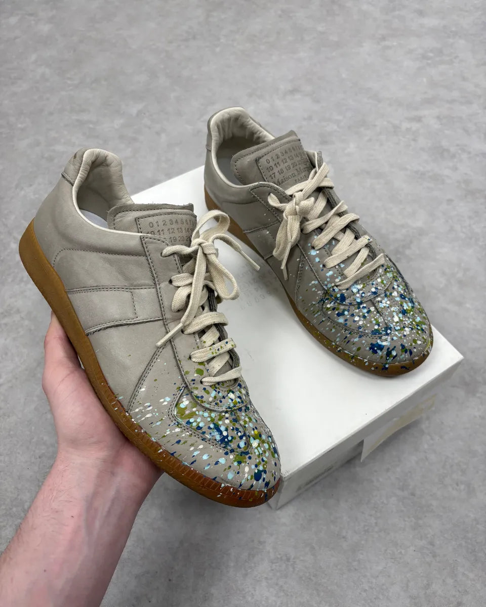 Maison Margiela Replica Grey Painted Army Sneakers xcBzTIU 0