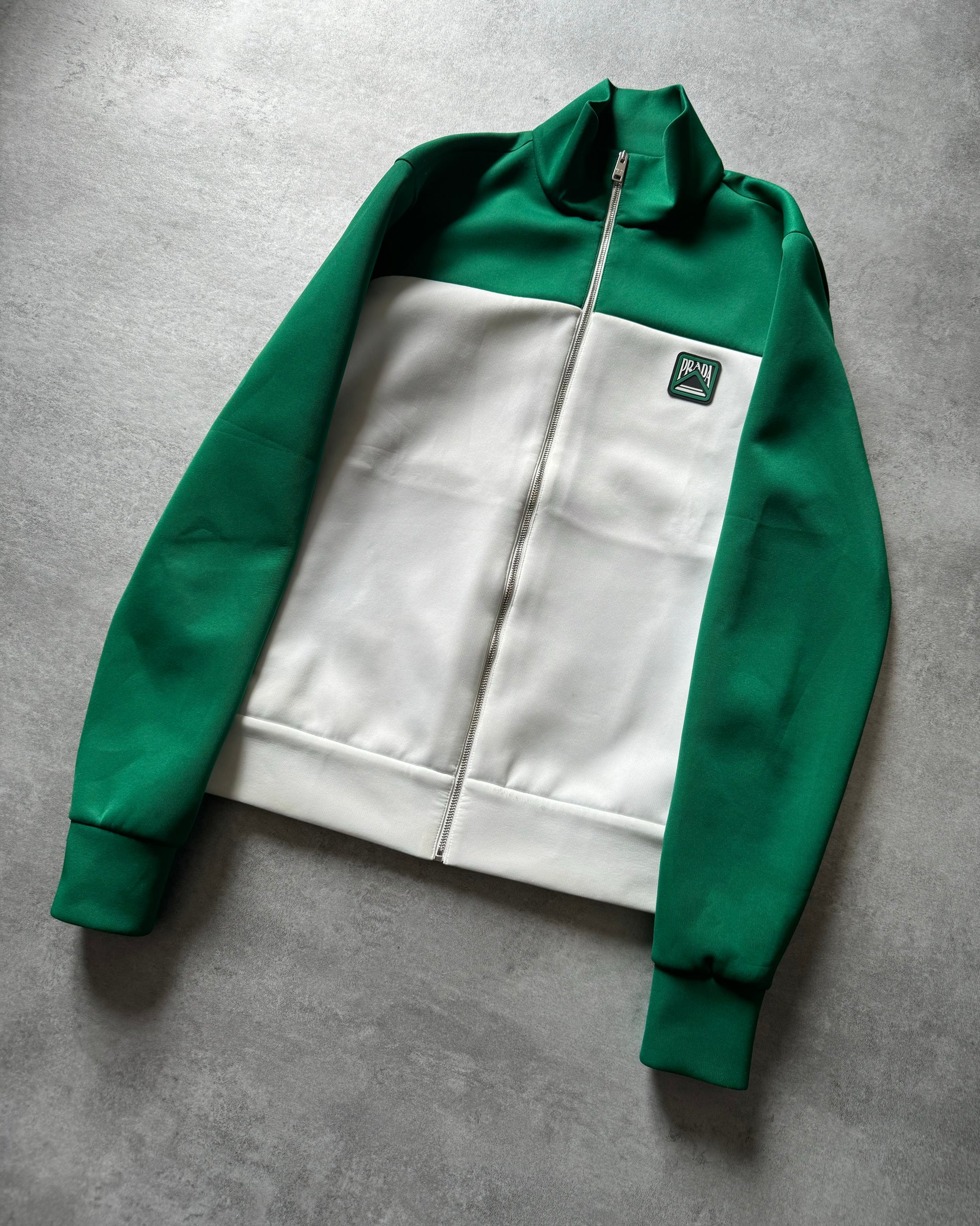 FW2018 Prada White & Green 365 Sport Zip-up Sweater (M) - 3