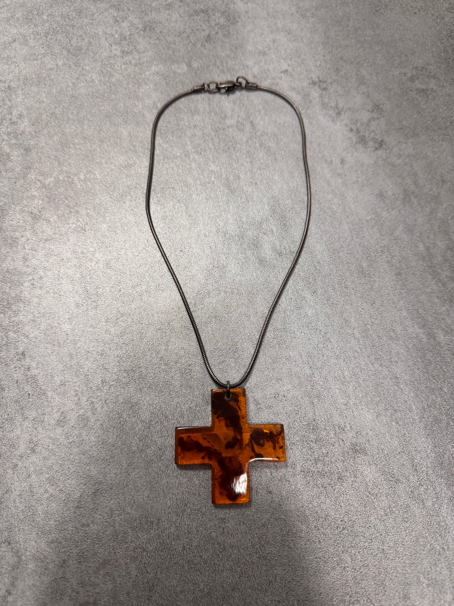 Giorgio Armani Imperial Orange Marble Cross Neckalce (OS) - 1