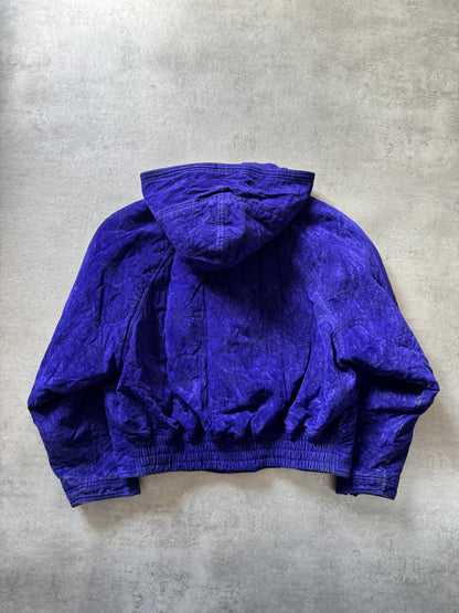 1980s Gianni Versace Blue Royal Bomber Hooded Jacket (M) - 7