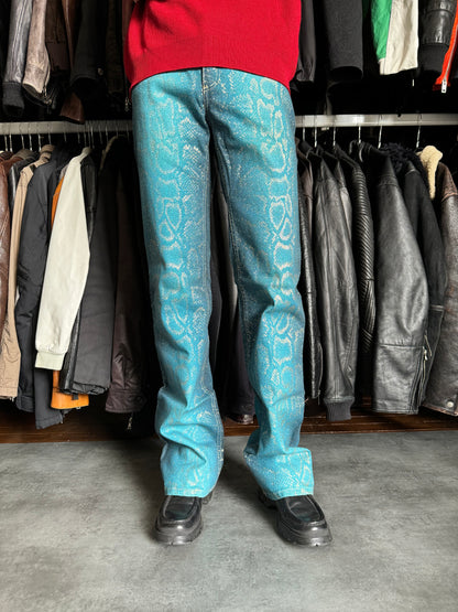 AW1999 Roberto Cavalli Blue Python Skin Legend Pants  (S) - 6