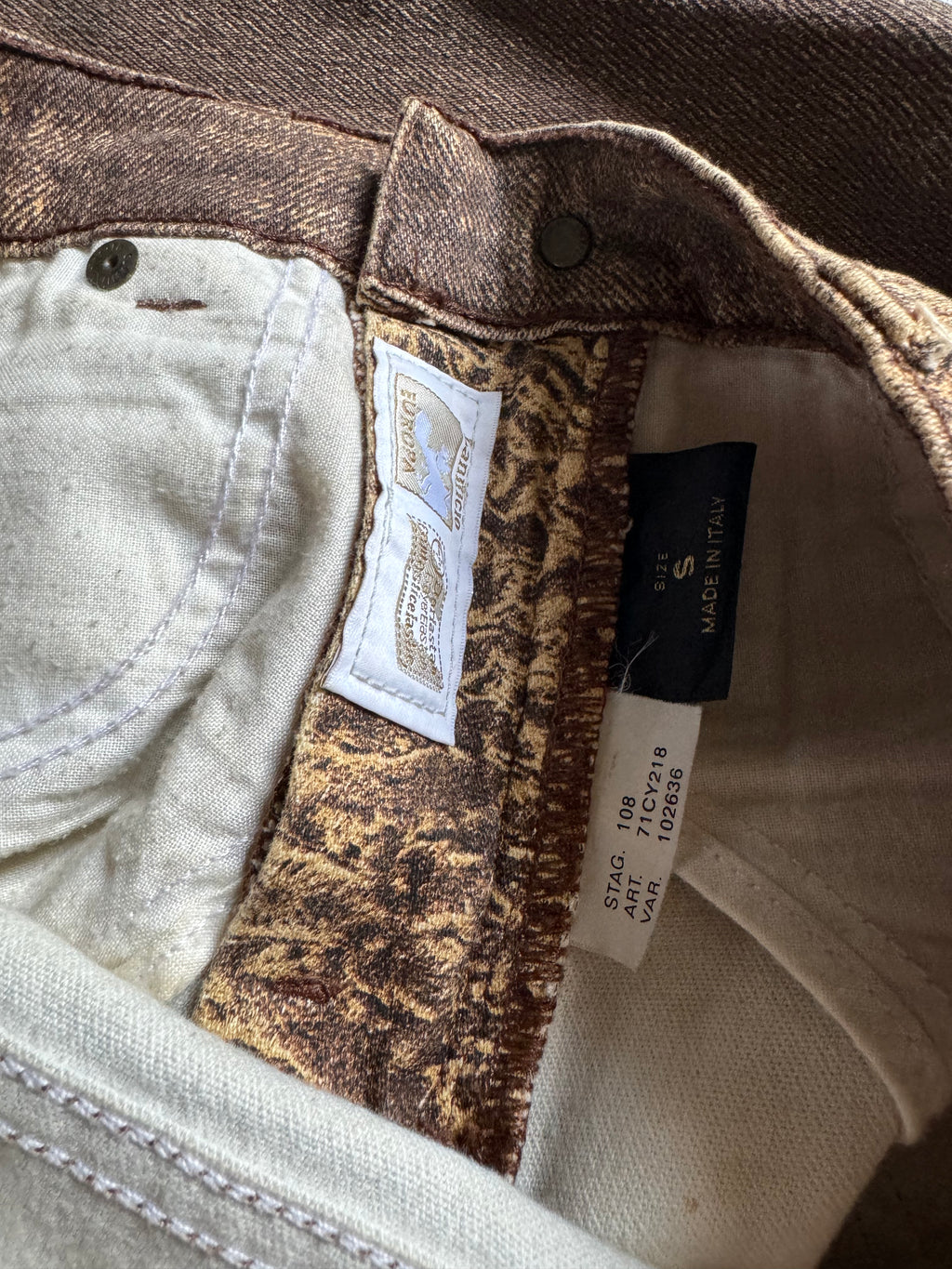 2000s Roberto Cavalli Arabic Brown Sand Erosion Pants (S) - 7