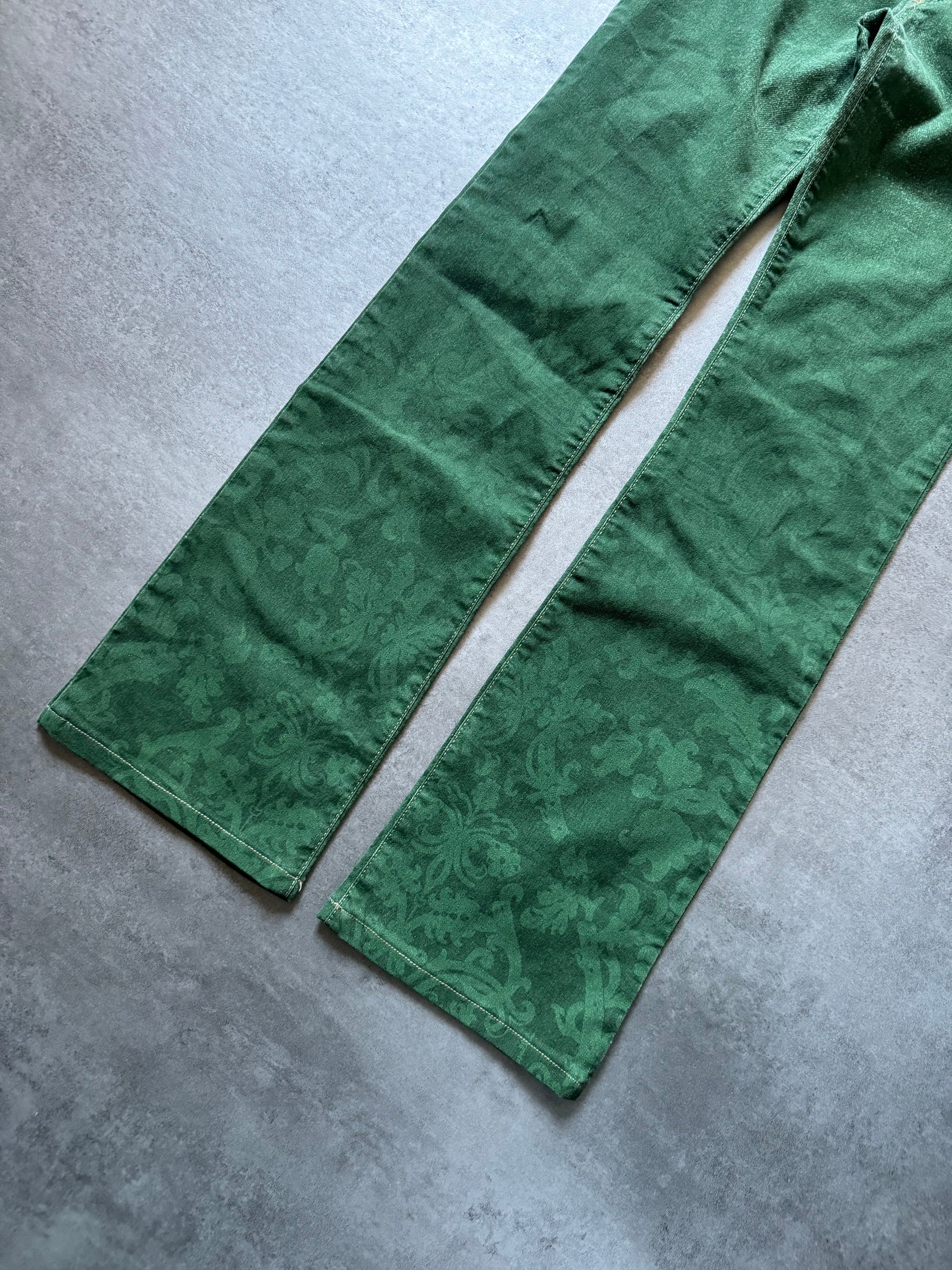 2000s Cavalli Forst Green Local Arabic Prints Pants (XS) - 4