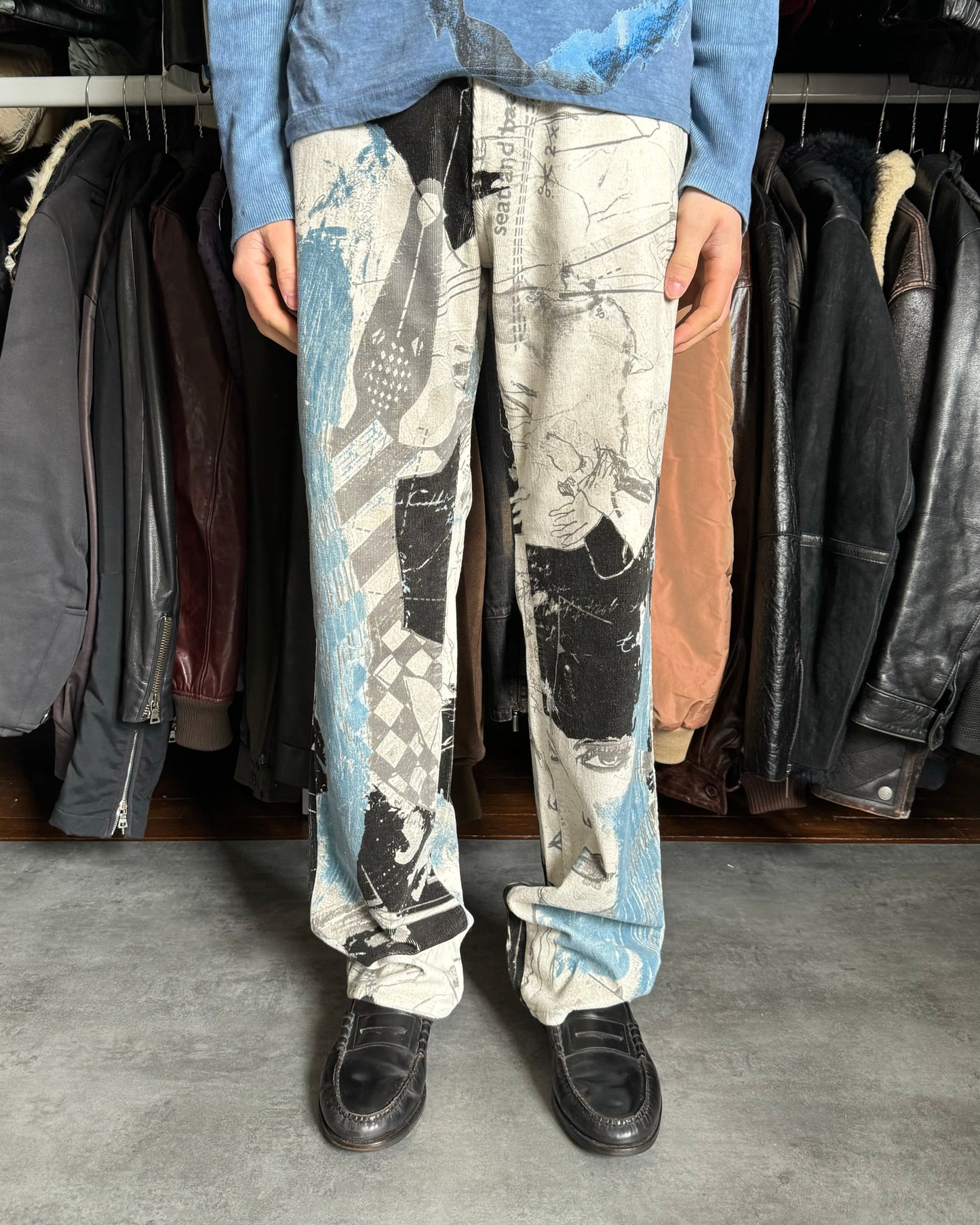 SS2005 Cavalli Velvet Comics Art Relaxed Pants  (M) - 4