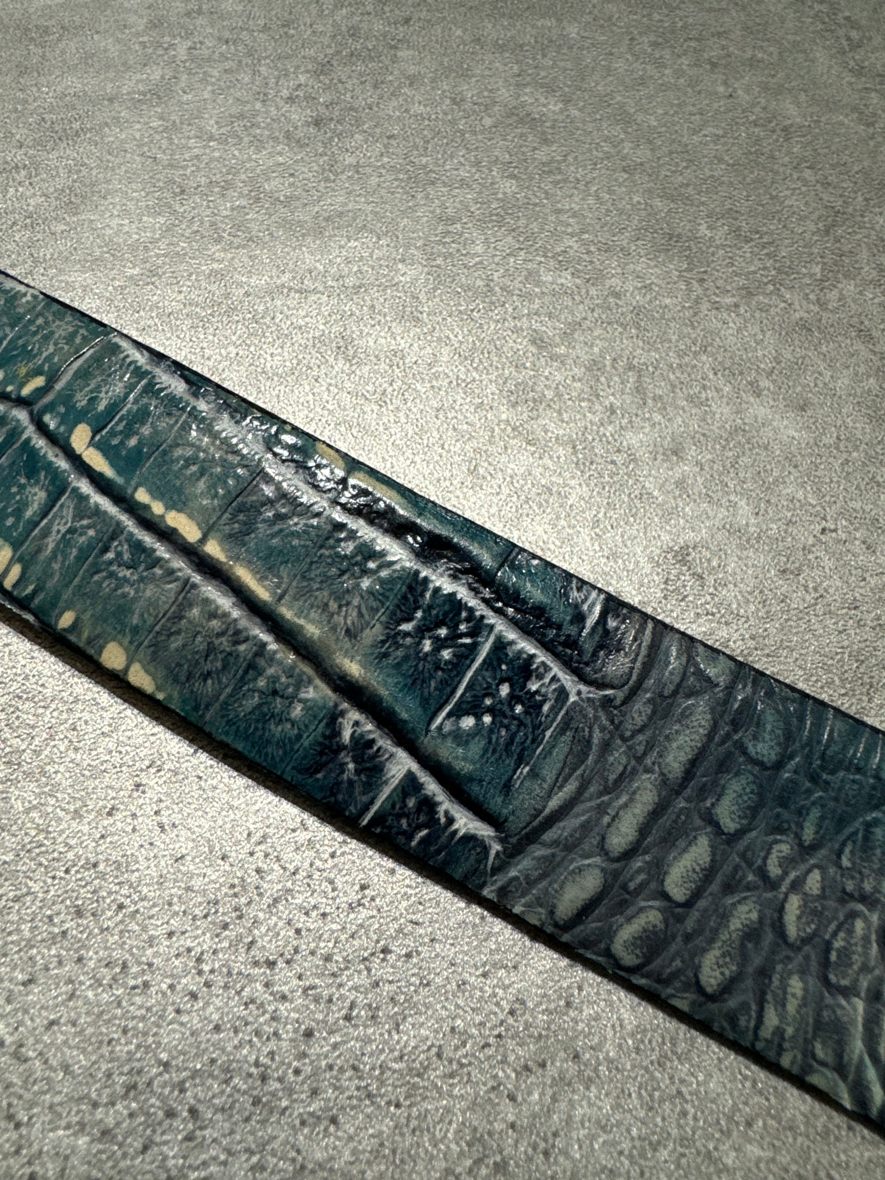 2000s Dolce & Gabbana Blue Leather Buffalo Belt (OS) - 5