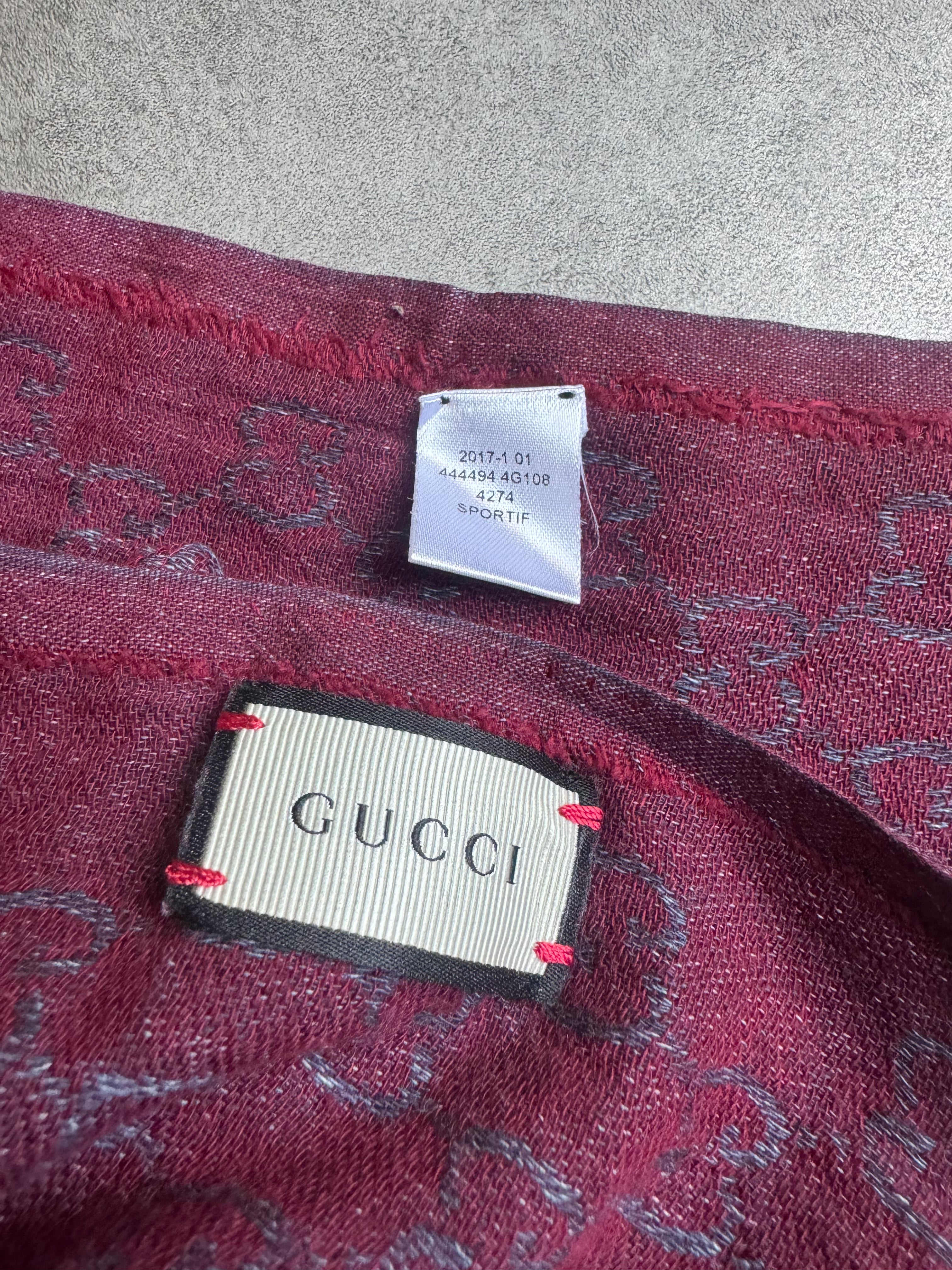 SS2017 Gucci Bordeaux Monogram Scarf (OS) - 9