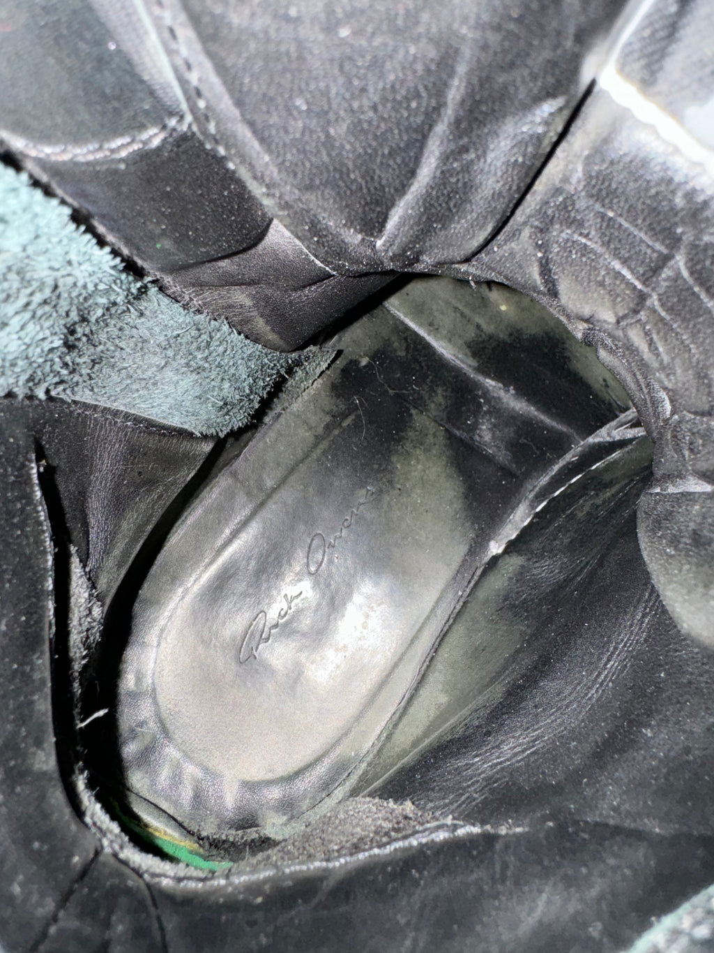 Rick Owens Black & White Leather Geobasket  (41) - 9