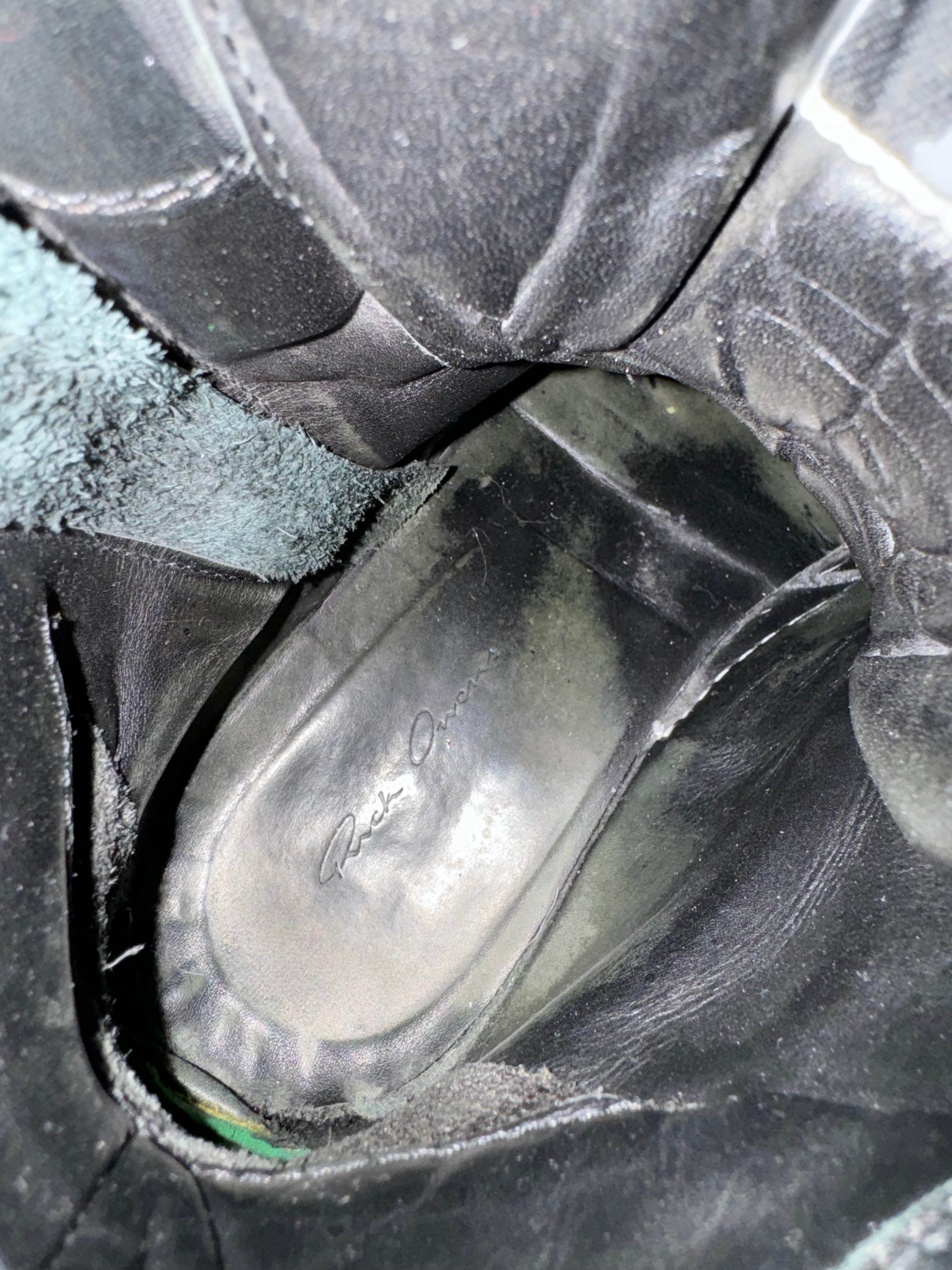 Rick Owens Black & White Leather Geobasket  (41) - 9