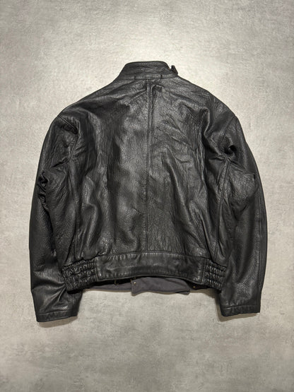 1990s Mac Douglas Black Asymmetrical Combat Leather Bomber Jacket (M/L) - 5