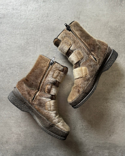 1990s Obermain Contemporary Faux Fur  Boots  (42) - 2