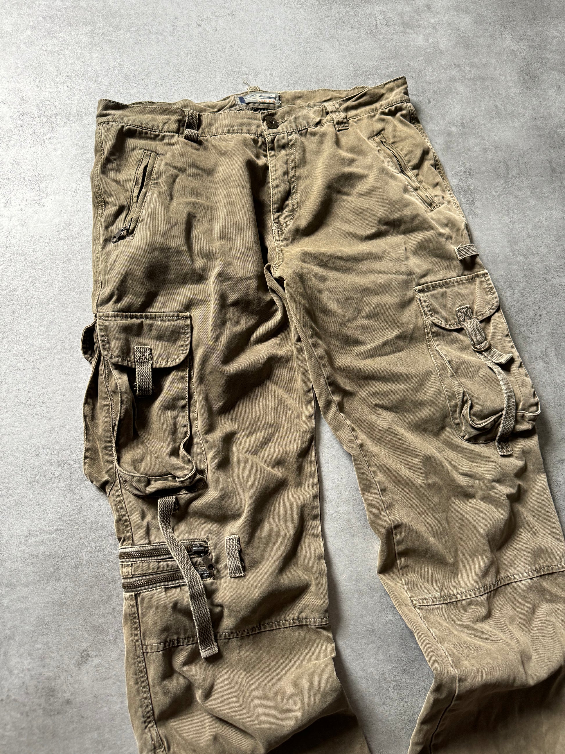 2000s Gete Cargo Olive Utility Pants  (L) - 5