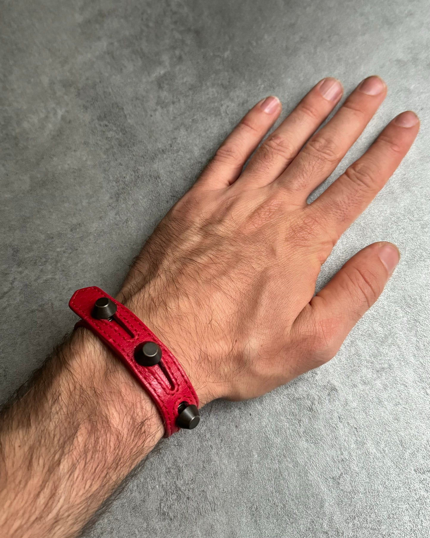 Balenciaga Arena Wrap Red Leather Bracelet (OS) - 4