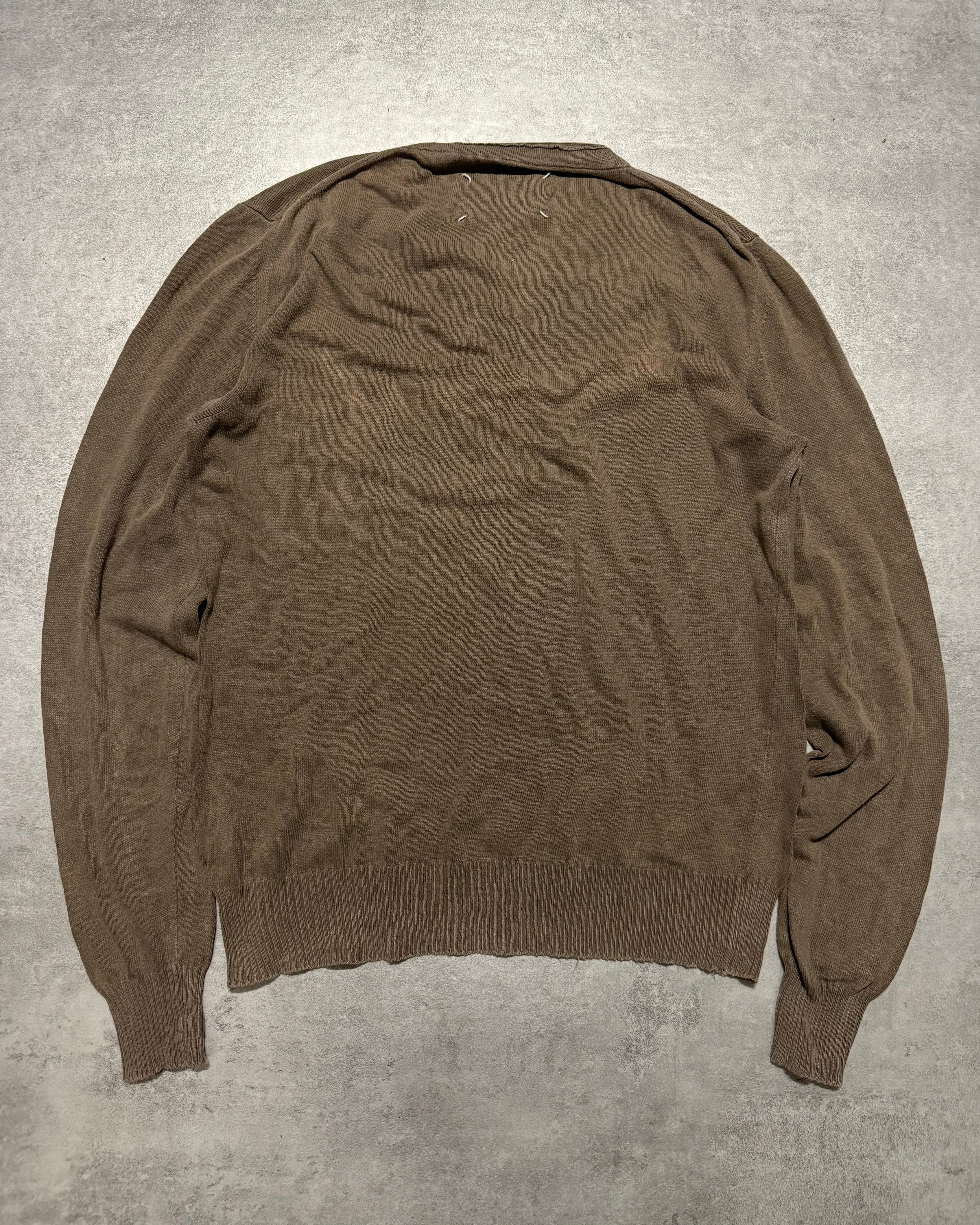 2000s Maison Martin Margiela Brown Faded V Sweater (M) - 5