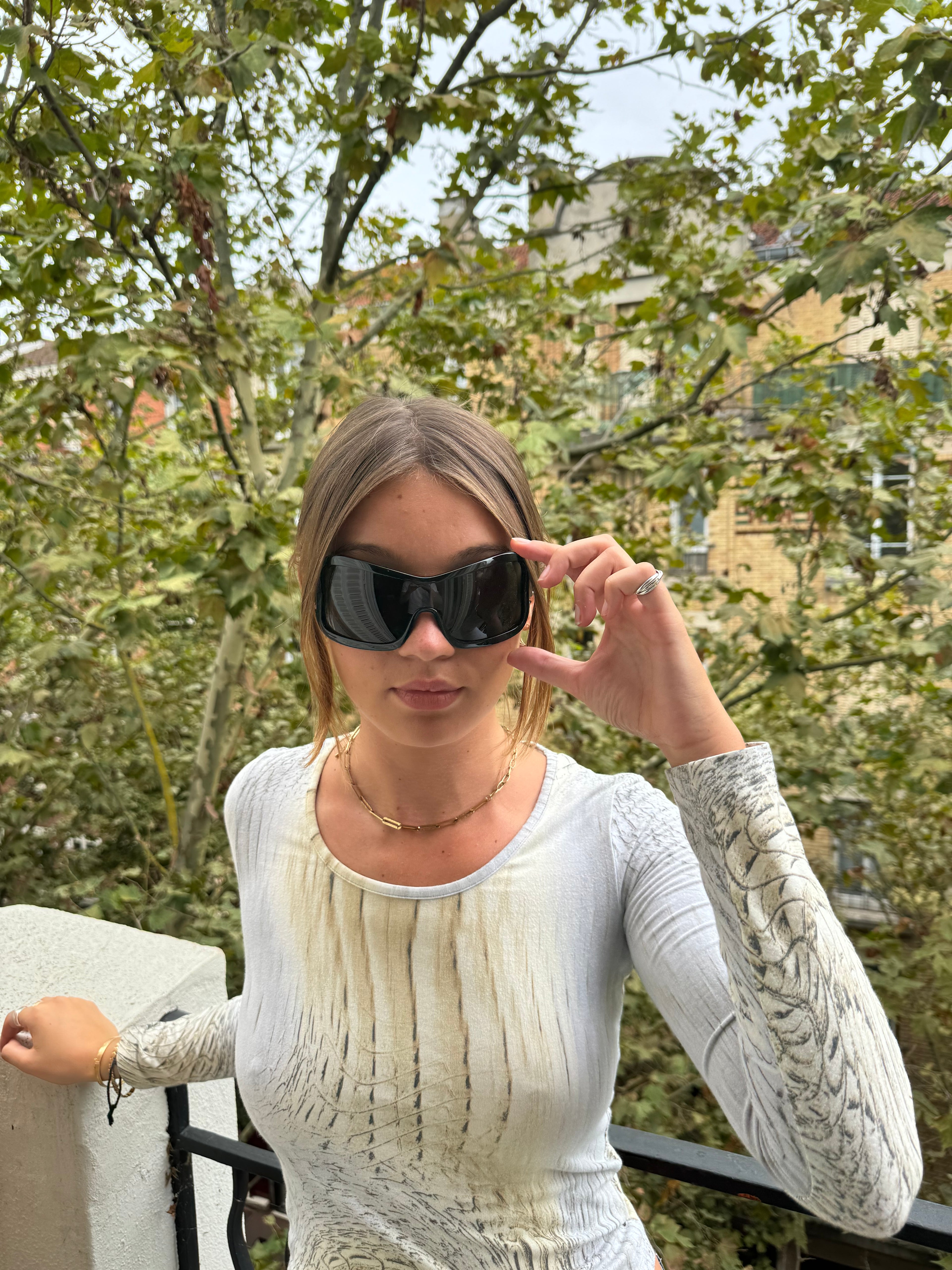 MiuMiu Black Silver Frame Avant-Garde Sunglasses