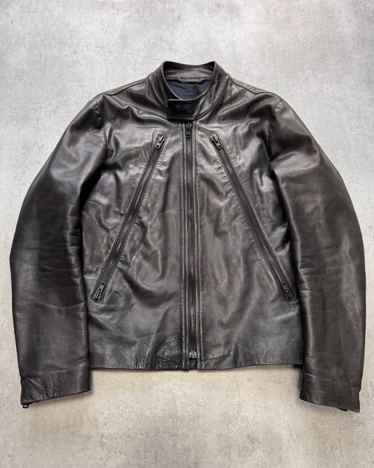 SS2010 Maison Margiela 5-Zip Black Leather Jacket (S)