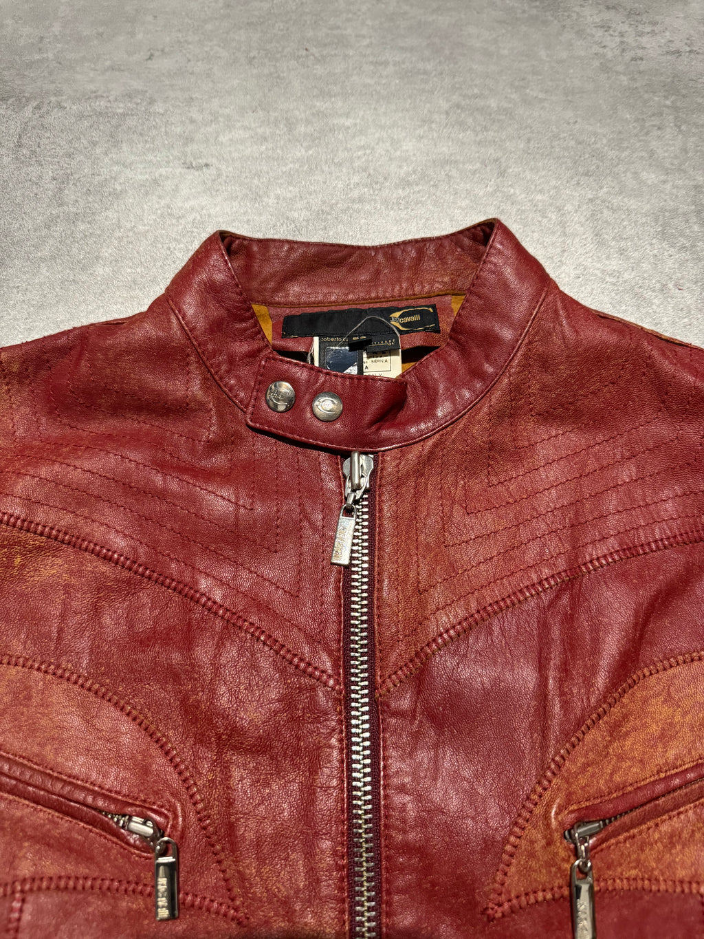 SS2004 Cavalli Sexy Biker Conceptual Leather Jacket  (L) - 9
