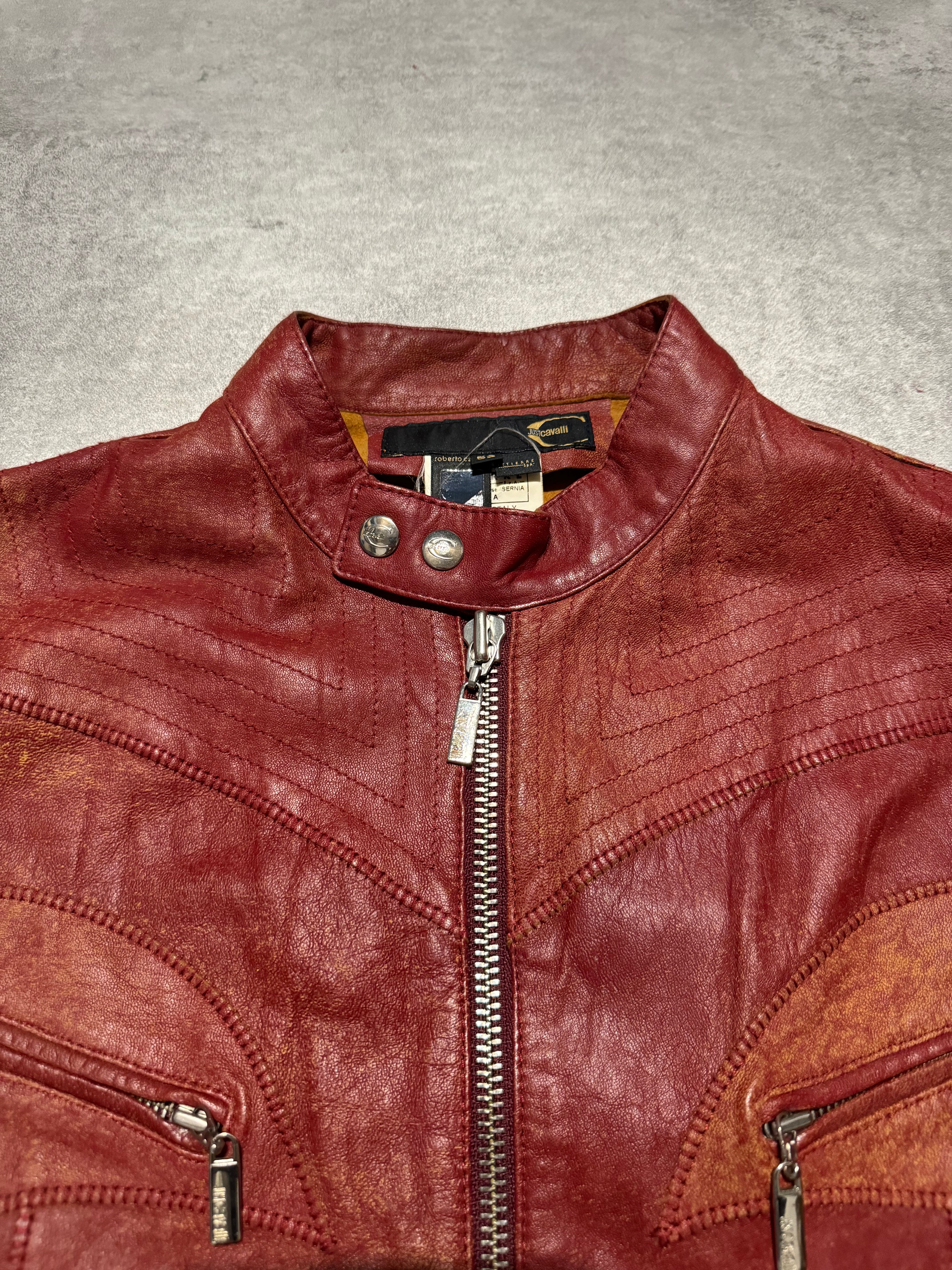 SS2004 Cavalli Sexy Biker Conceptual Leather Jacket  (L) - 9