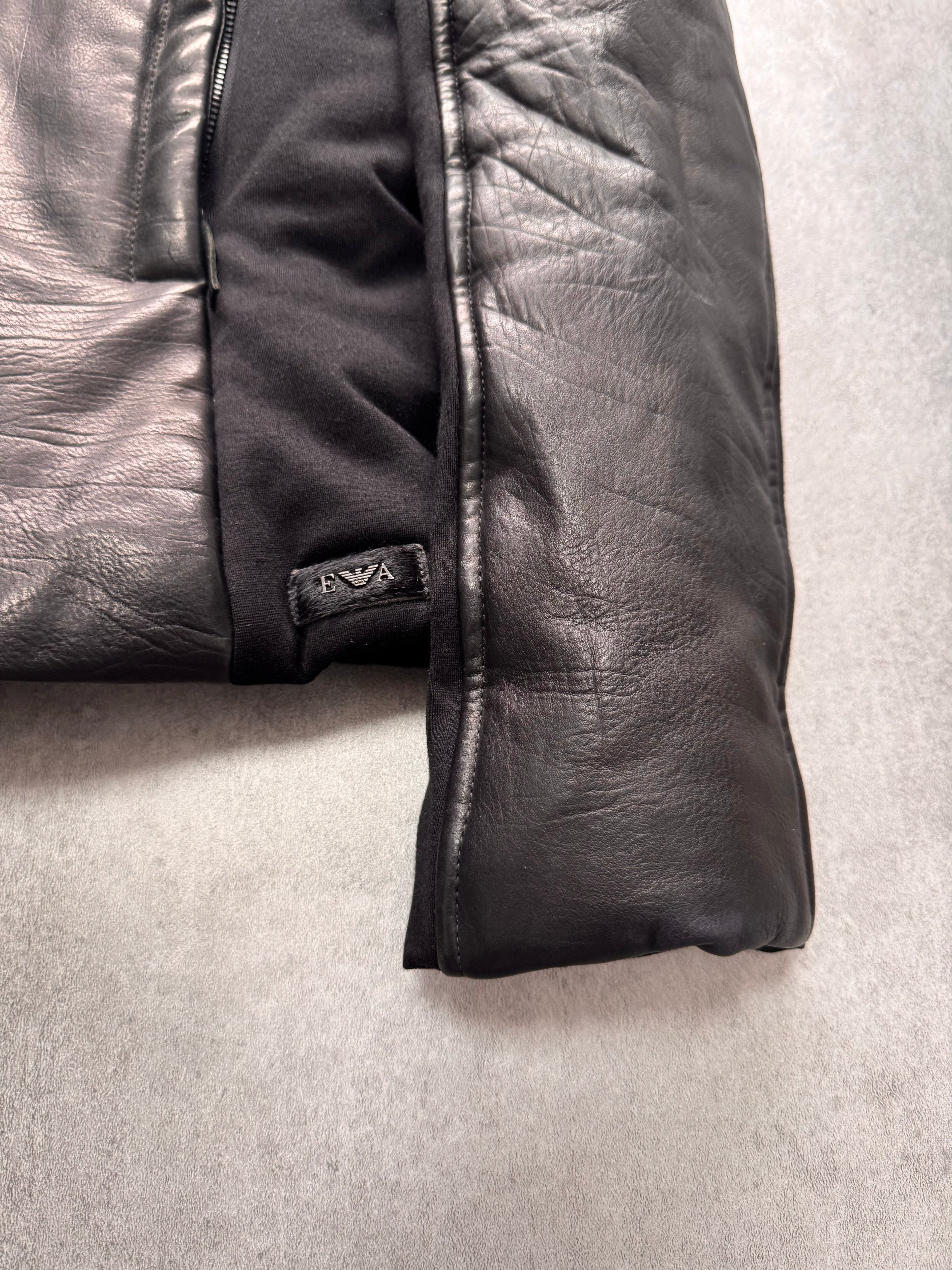FW2012 Emporio Armani Ninja Asymmetrical Leather Hooded Coat