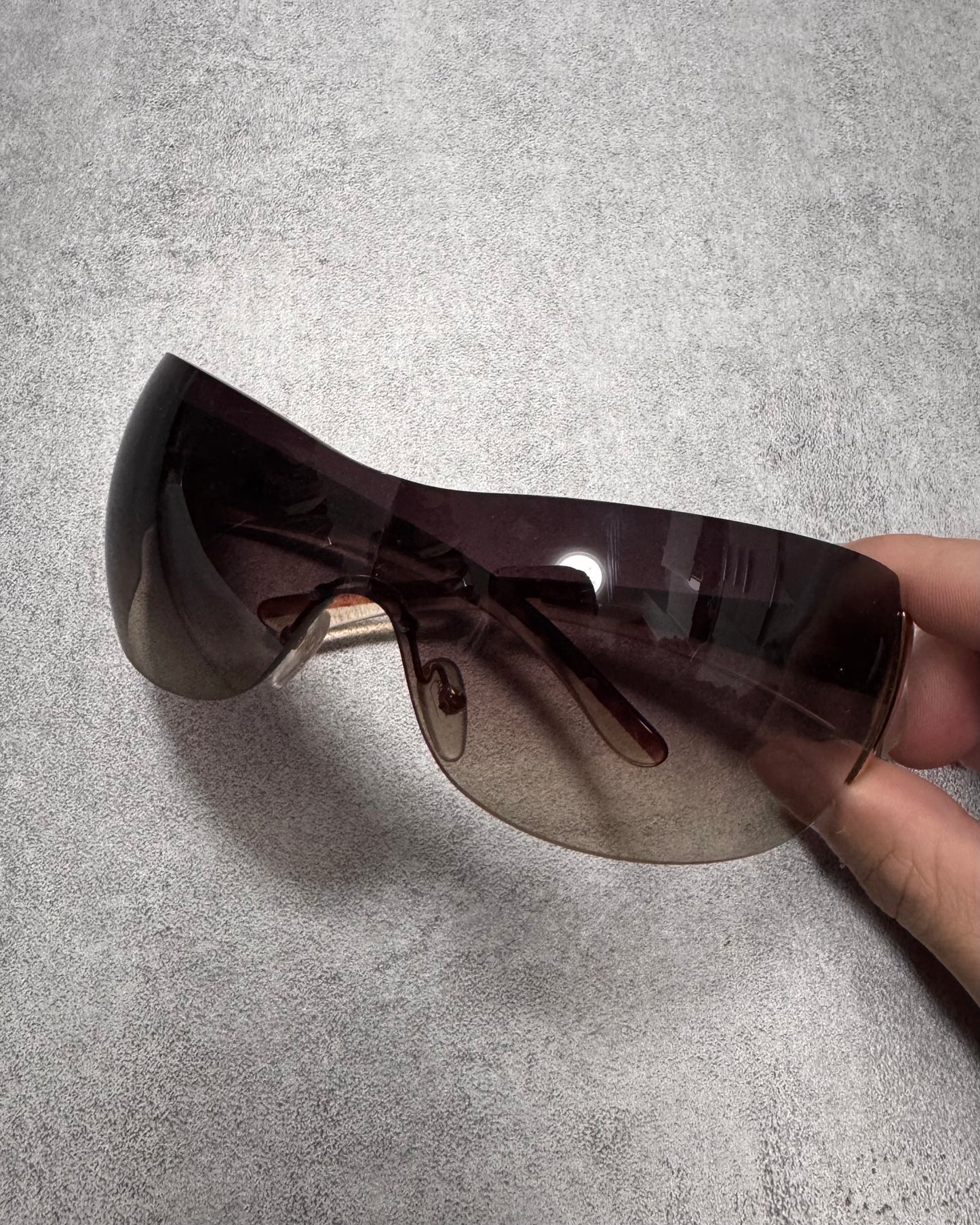 2000s Prada Google Golden Curved Sunglasses (OS)