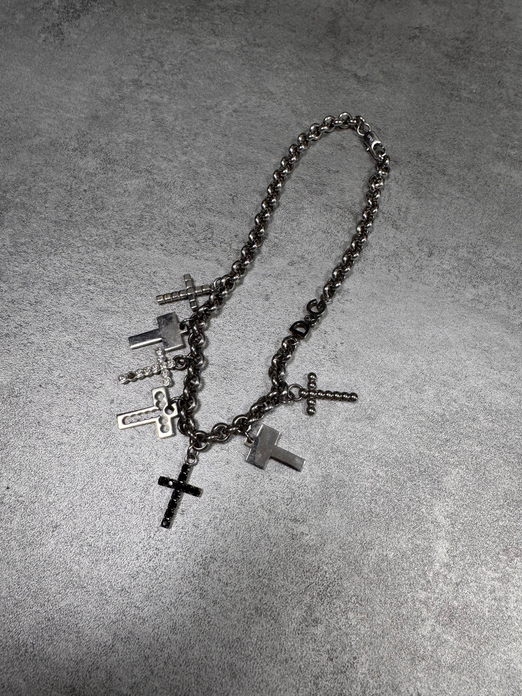 Dolce & Gabbana 7 Crosses Stainless Steel Choker Necklace