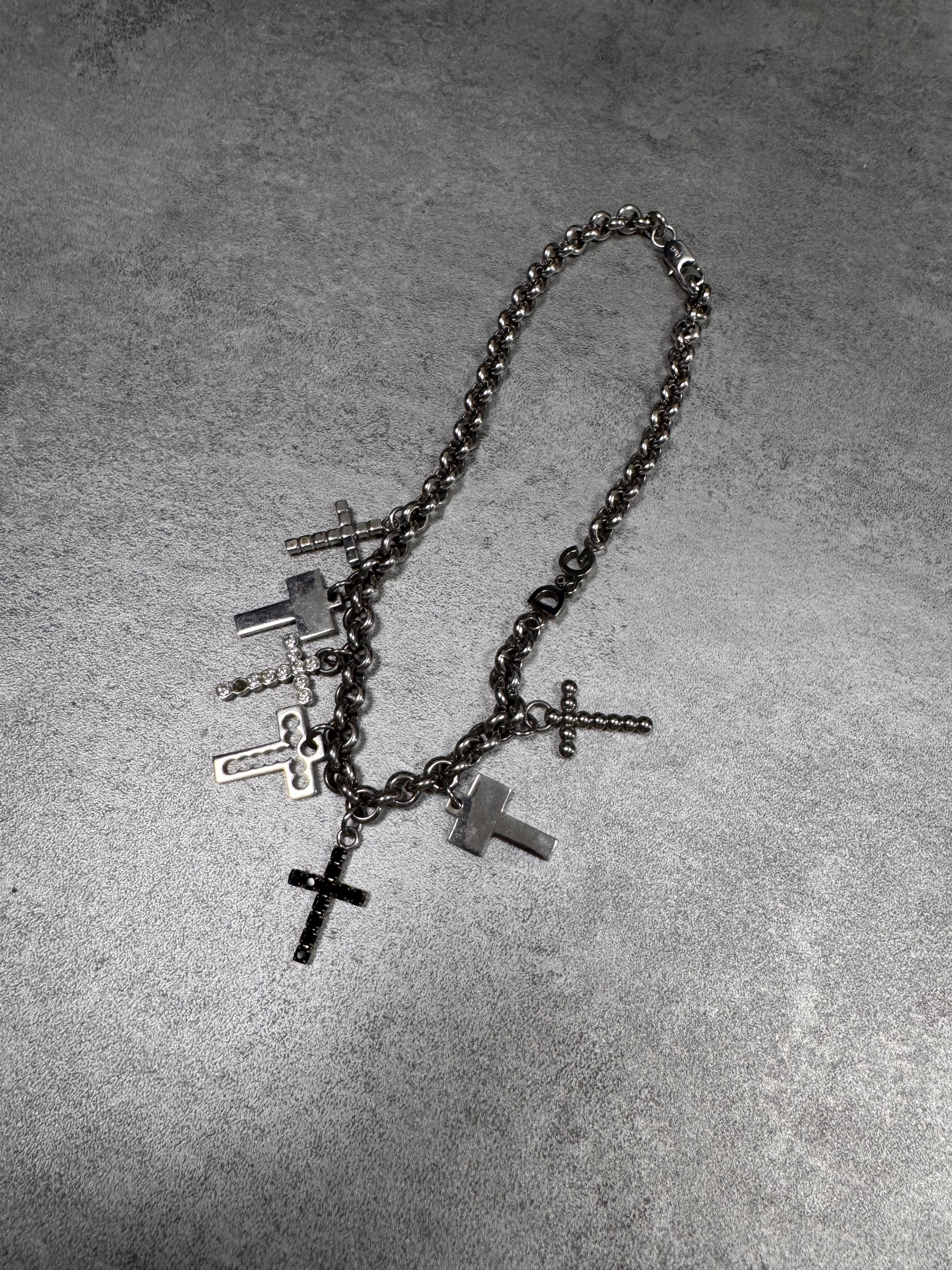Dolce & Gabbana 7 Crosses Stainless Steel Choker Necklace